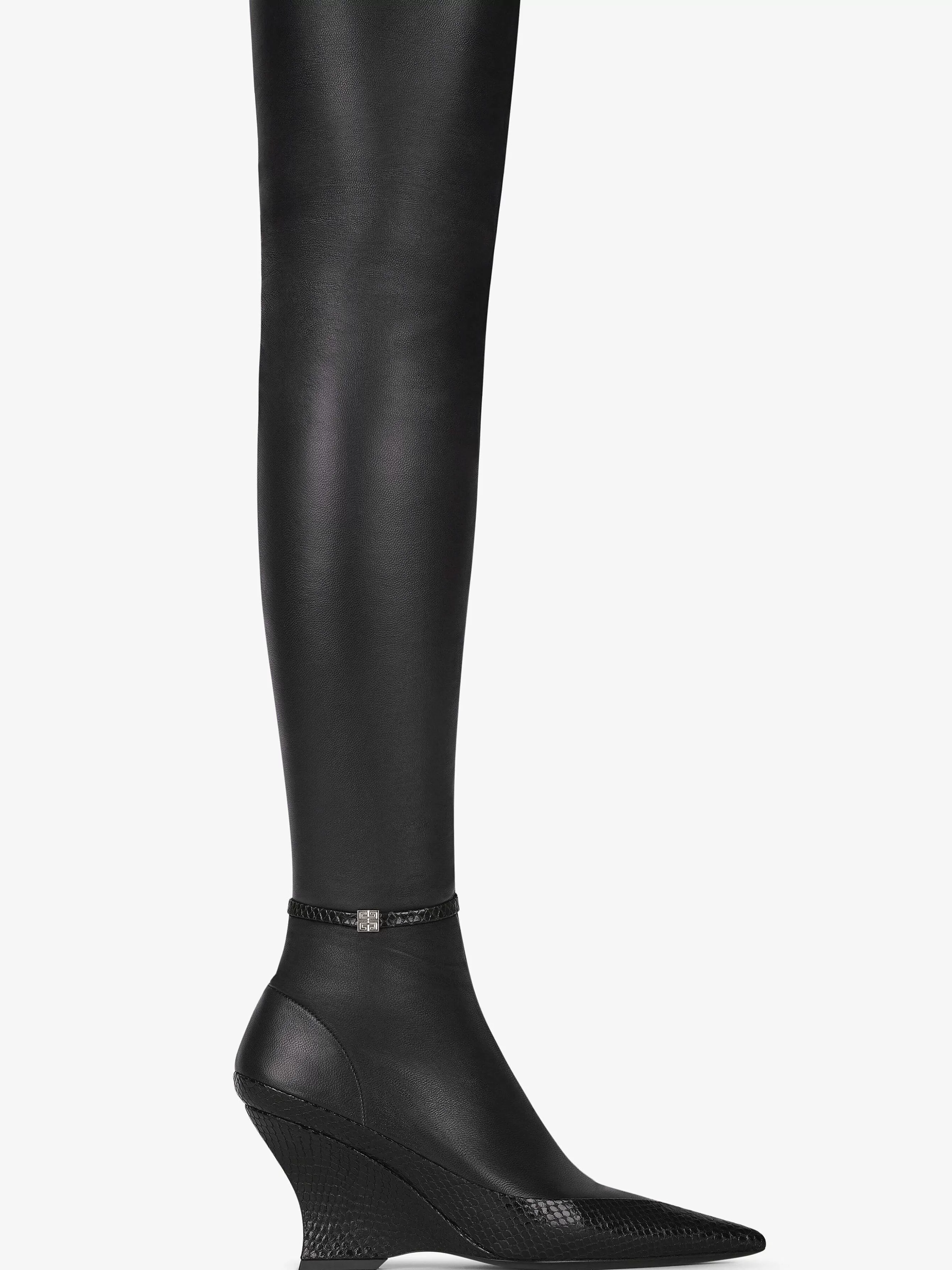 Givenchy Bottes Et Bottines>Cuissardes Raven En Cuir Et Ayers Noir