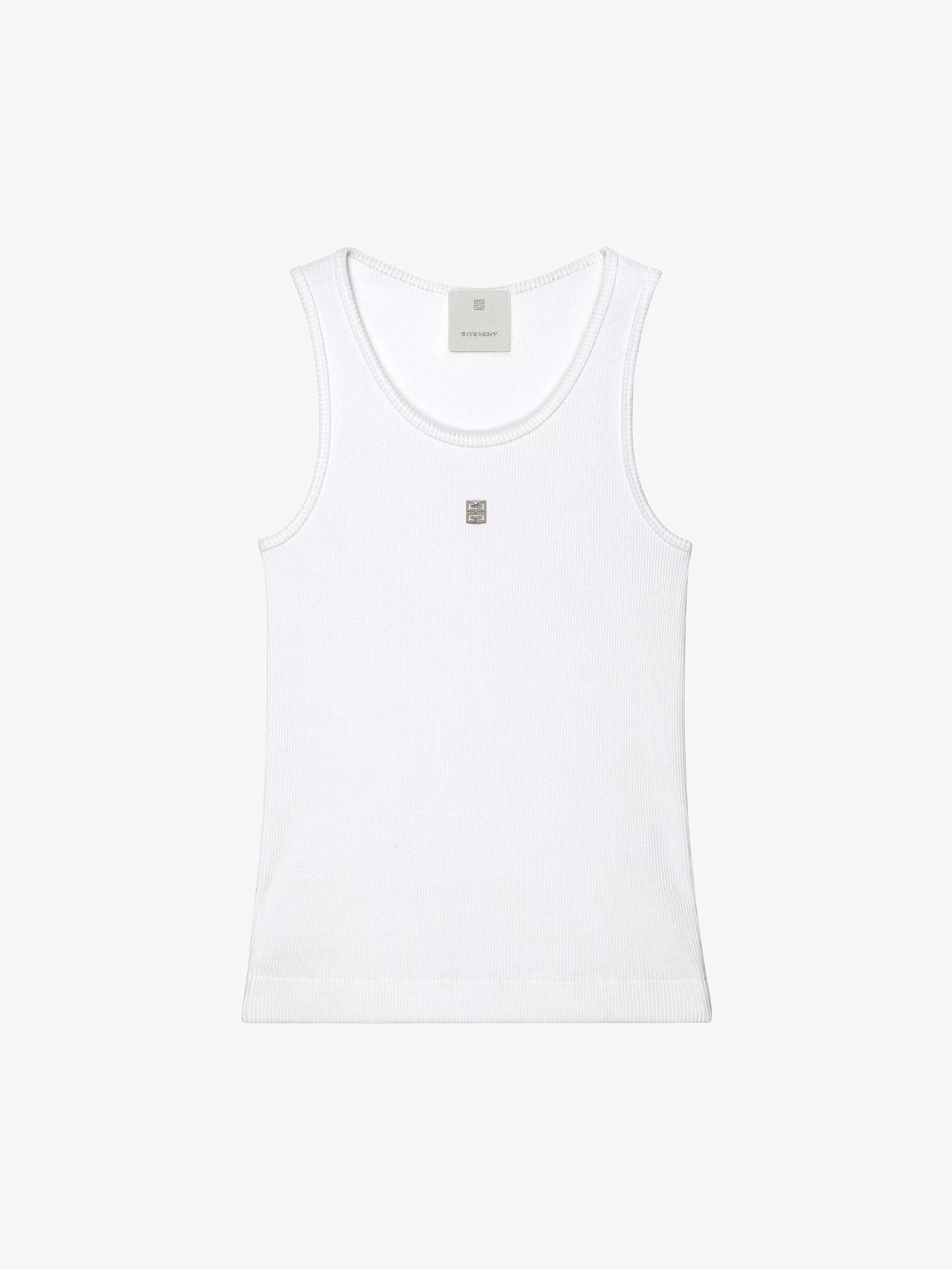 Givenchy T-Shirts>Debardeur Coupe Slim En Coton Avec Detail 4G Blanc