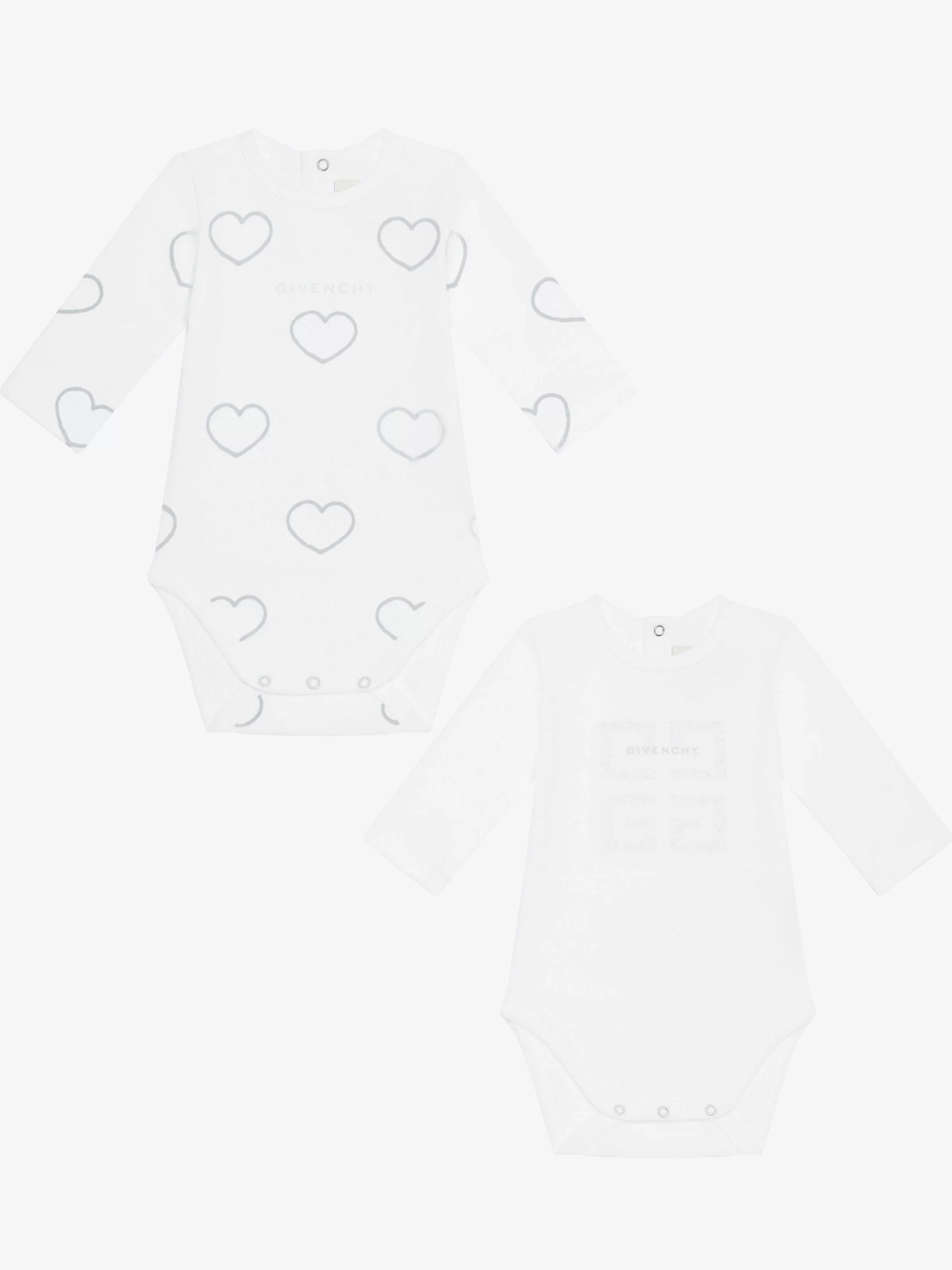 Givenchy Bébé (1 Mois À 3 Ans)>Ensemble Deux Bodys Bebe En Coton Imprime Blanc