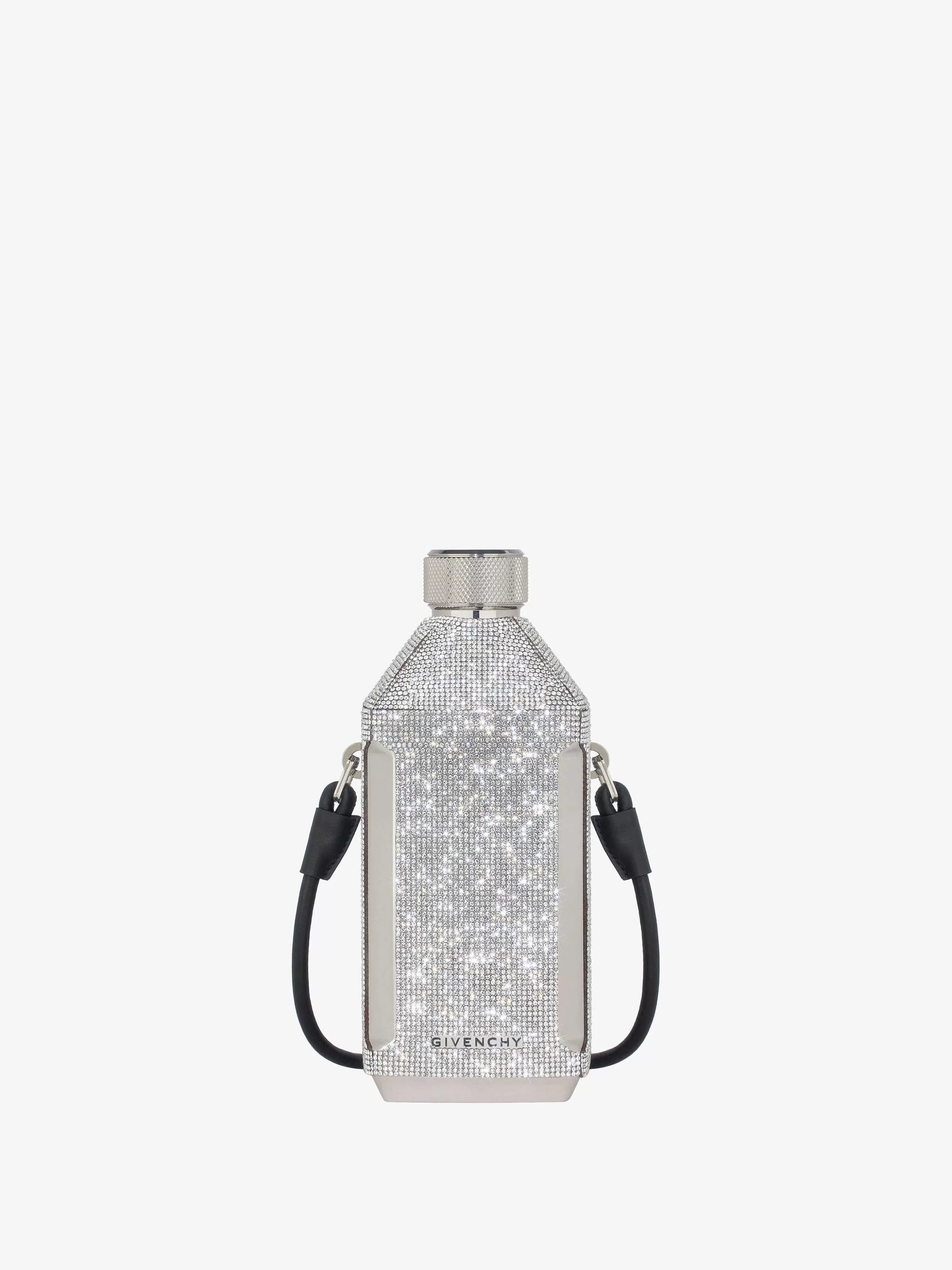 Givenchy Autres Accessoires>Flasque 4G En Metal Et Strass Avec Bandouliere Argente