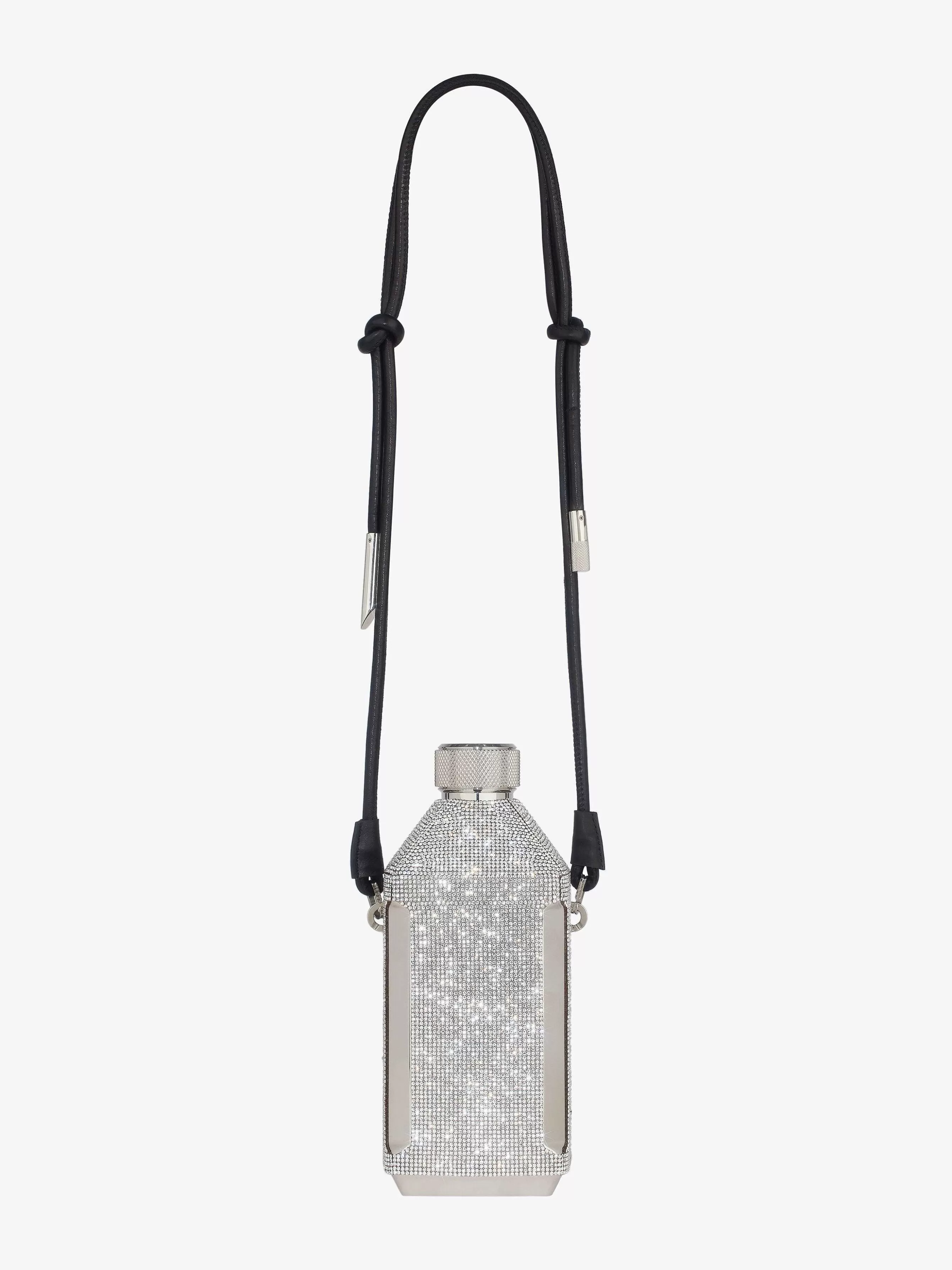 Givenchy Autres Accessoires>Flasque 4G En Metal Et Strass Avec Bandouliere Argente