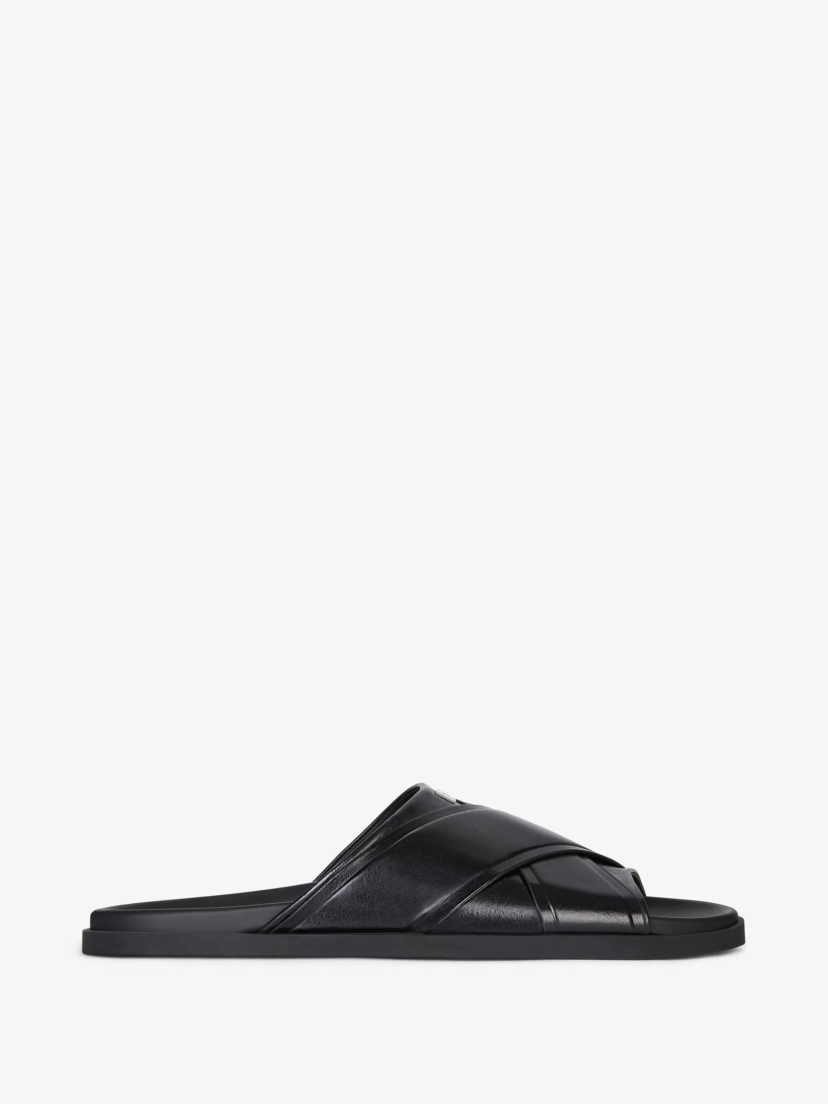 Givenchy Claquettes Et Sandales>G Plage Sandales Plates En Cuir Noir