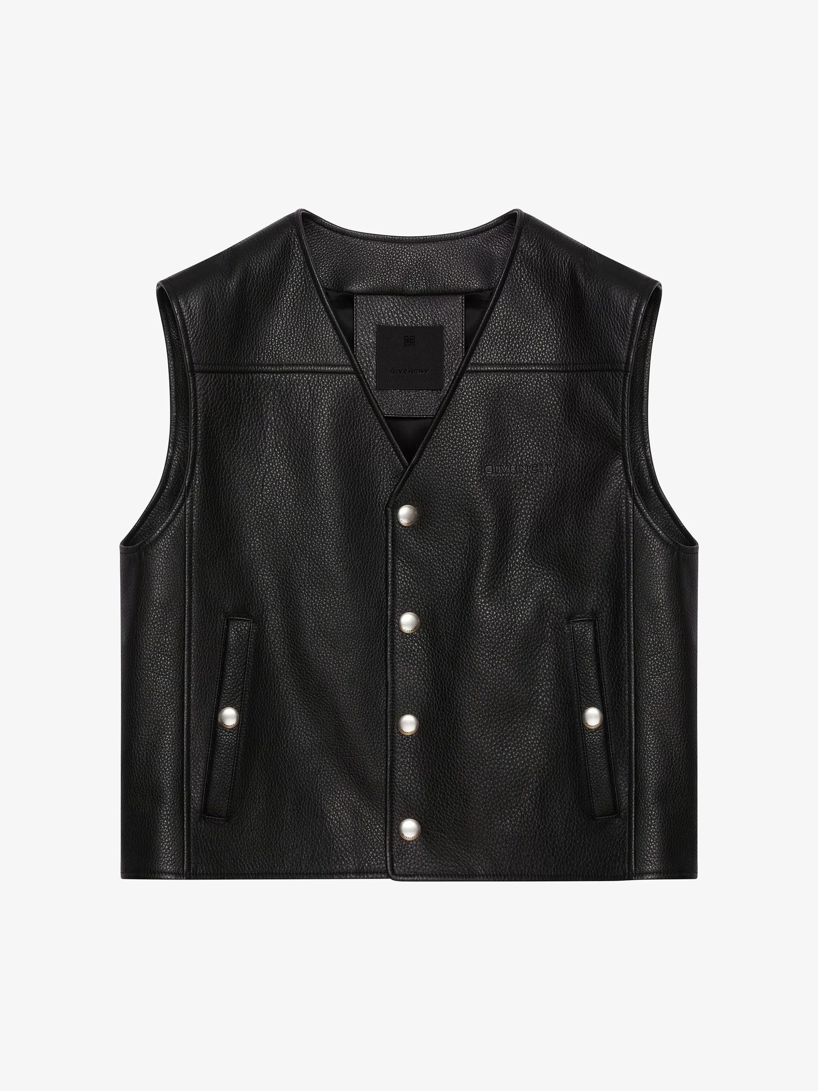 Givenchy Vestes Et Manteaux>Gilet En Cuir Noir