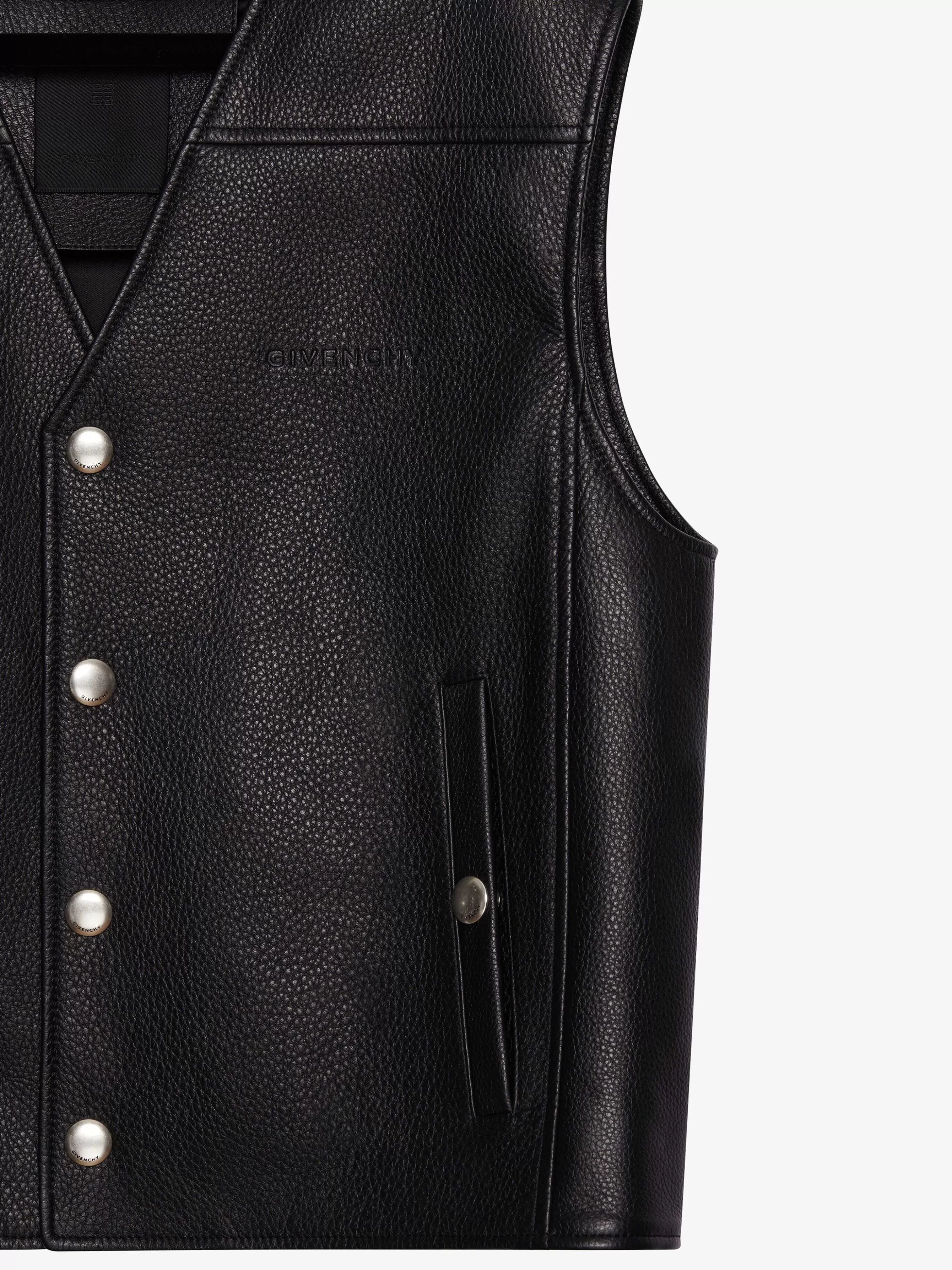 Givenchy Vestes Et Manteaux>Gilet En Cuir Noir