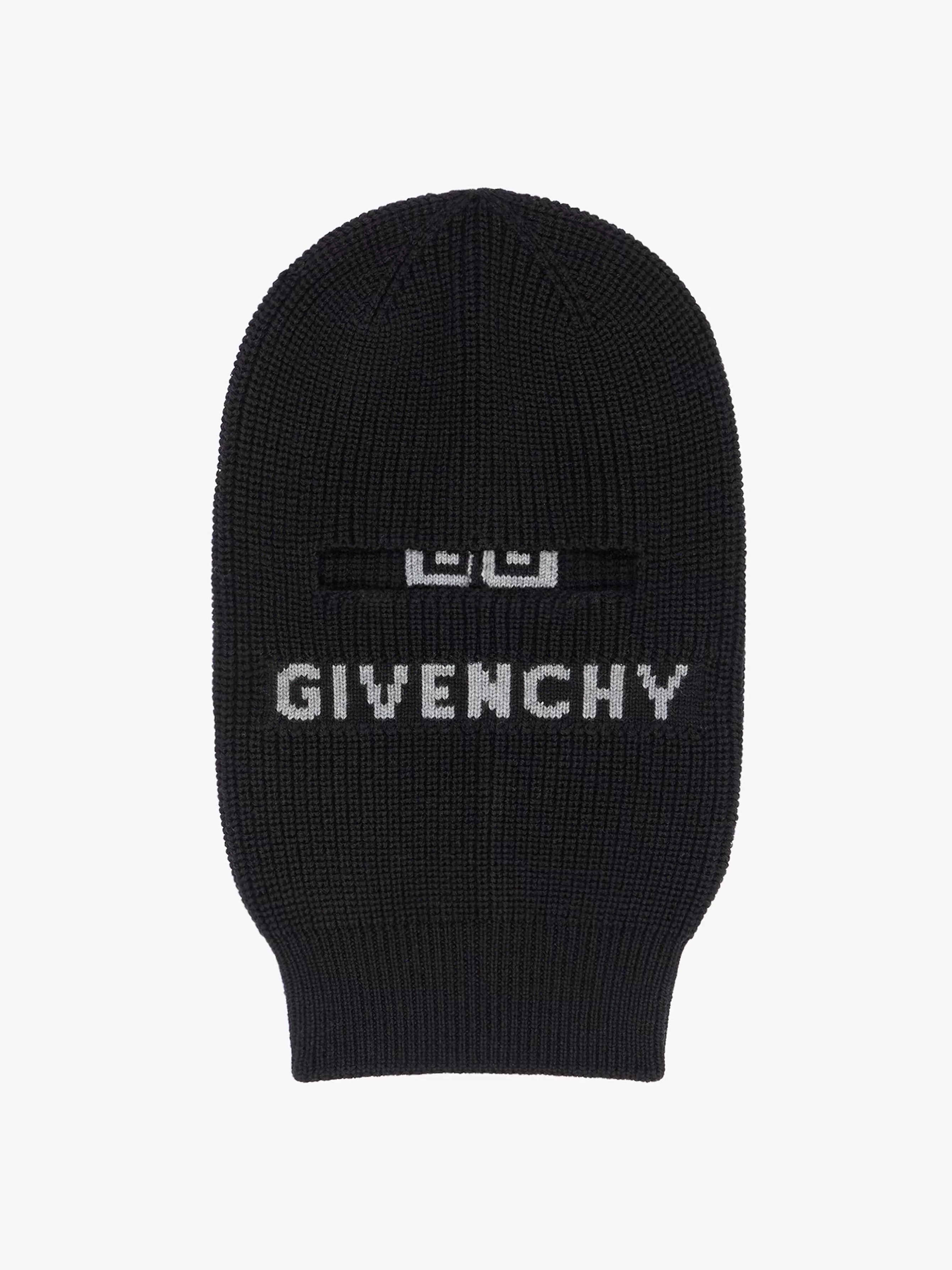 Givenchy Bonnets Et Casquettes> 4G Cagoule Tricotee En Laine Gris Noir