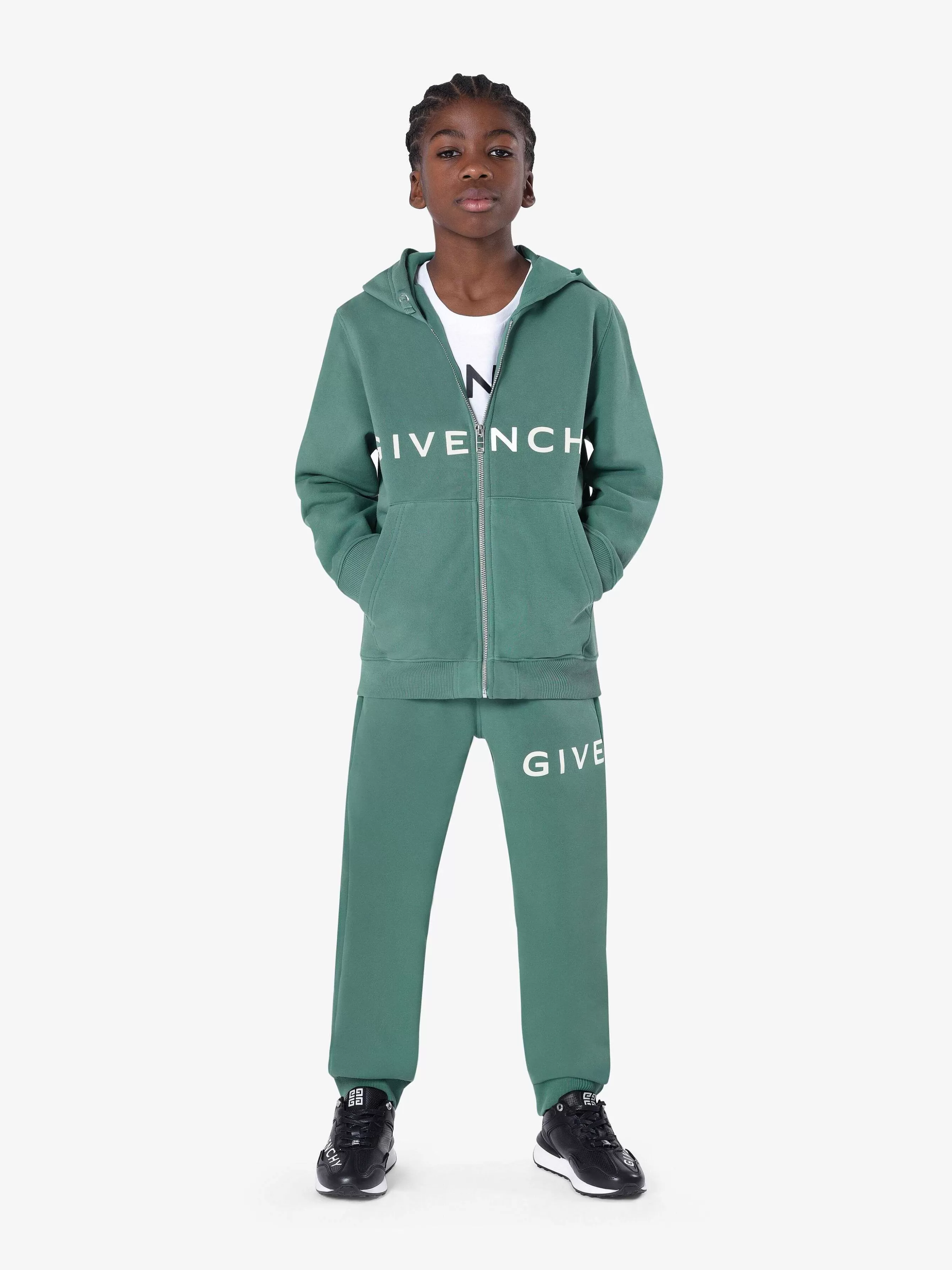 Givenchy Garçon (4 À 12 Ans)> 4G Cardigan A Capuche En Polaire Vert Grisatre