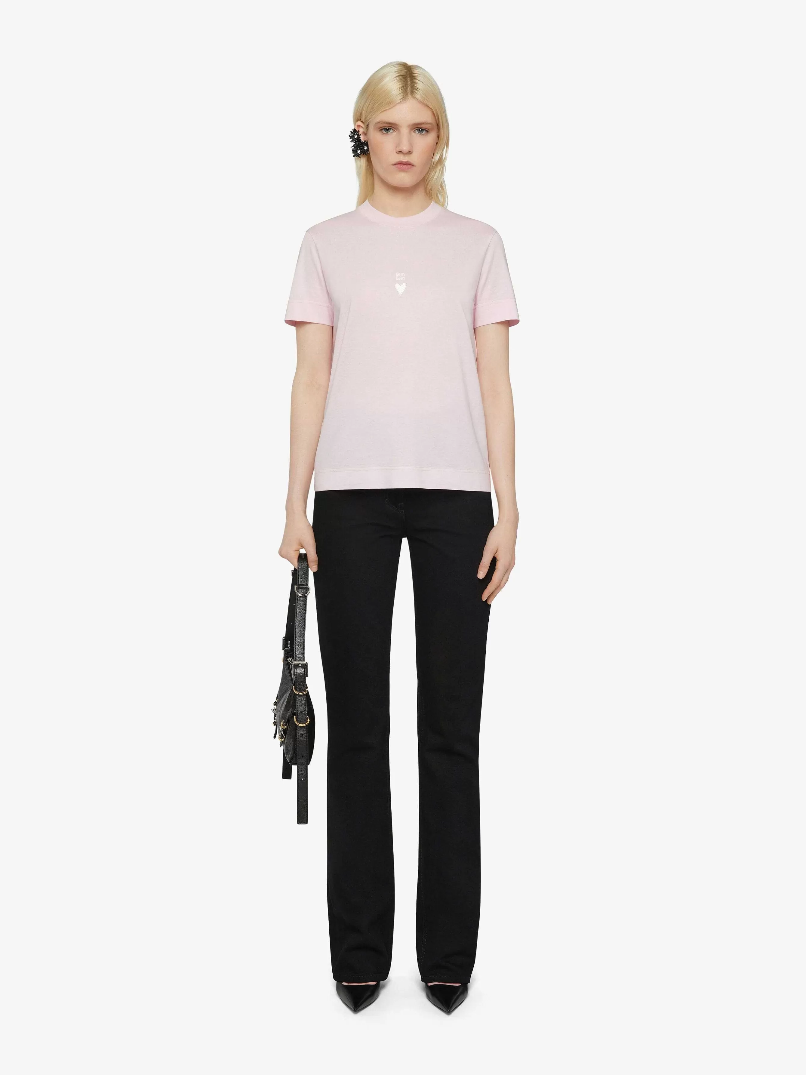 Givenchy T-Shirts> 4G T-Shirt Ajuste En Coton Rose/Blanc