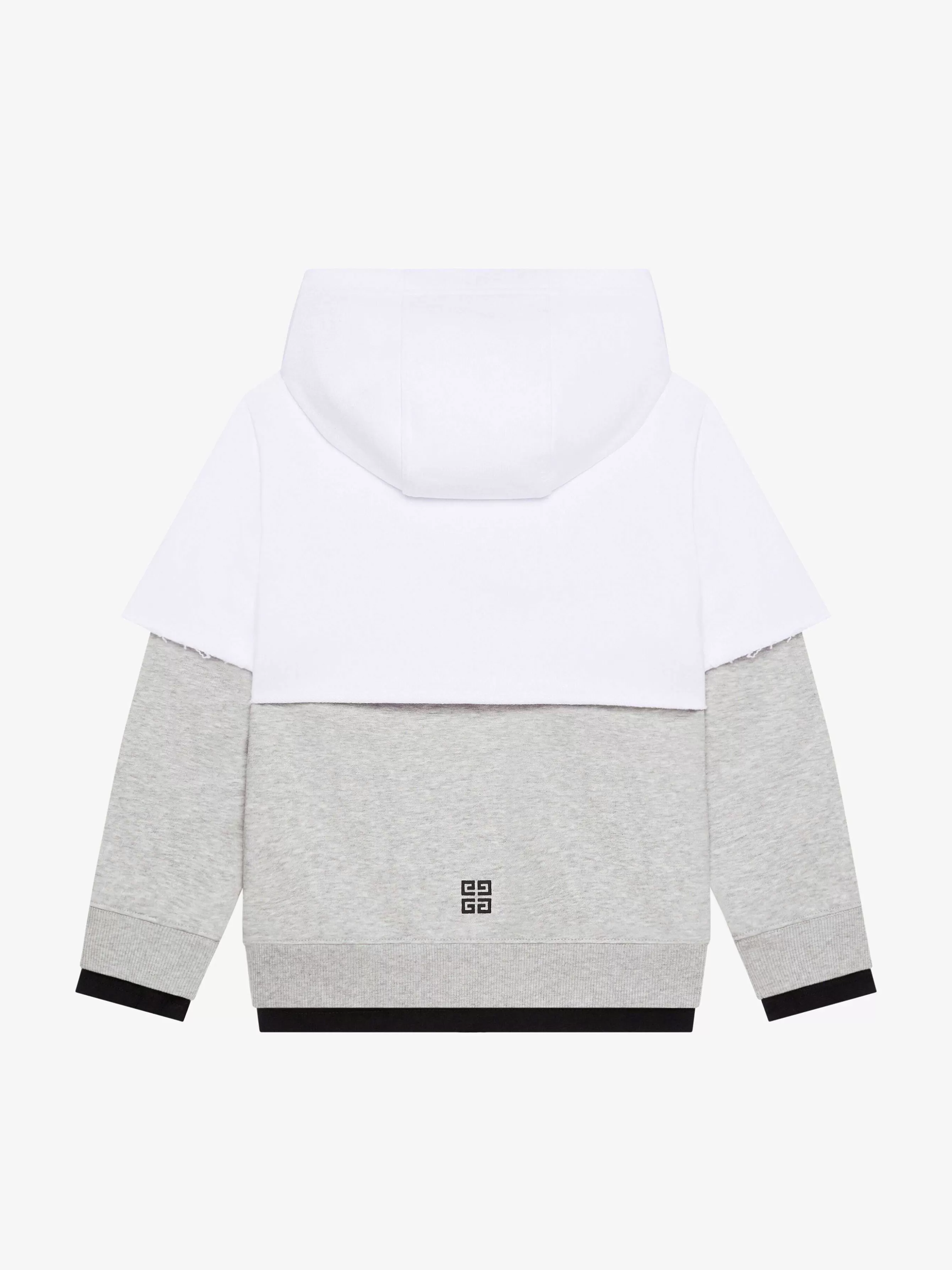 Givenchy Garçon (4 À 12 Ans)> - Sweat A Capuche Cousu Et Superpose En Polaire Gris Blanc