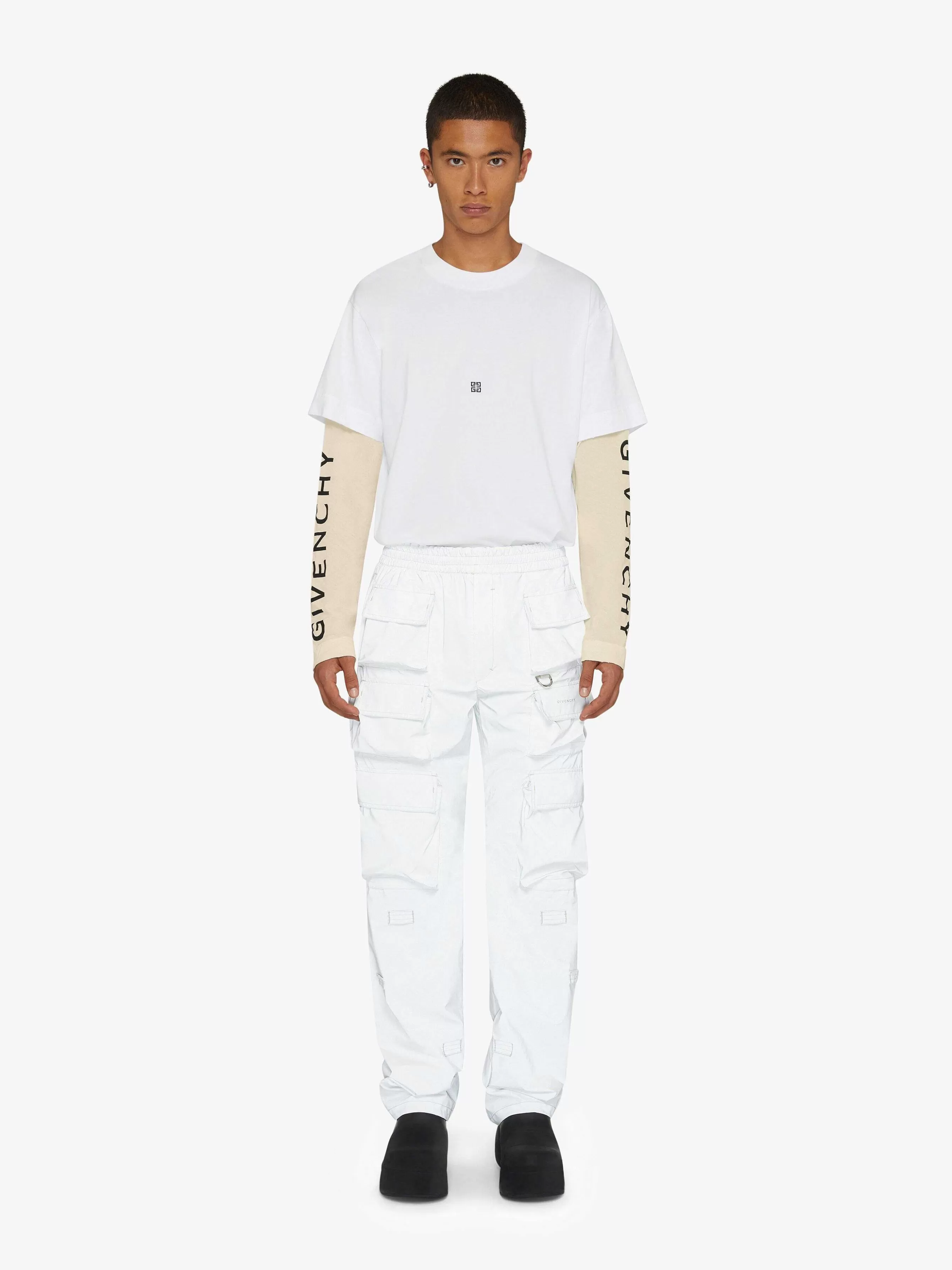 Givenchy T-Shirts> - T-Shirt Coupe Et Superpose En Jersey Blanc/Ecru