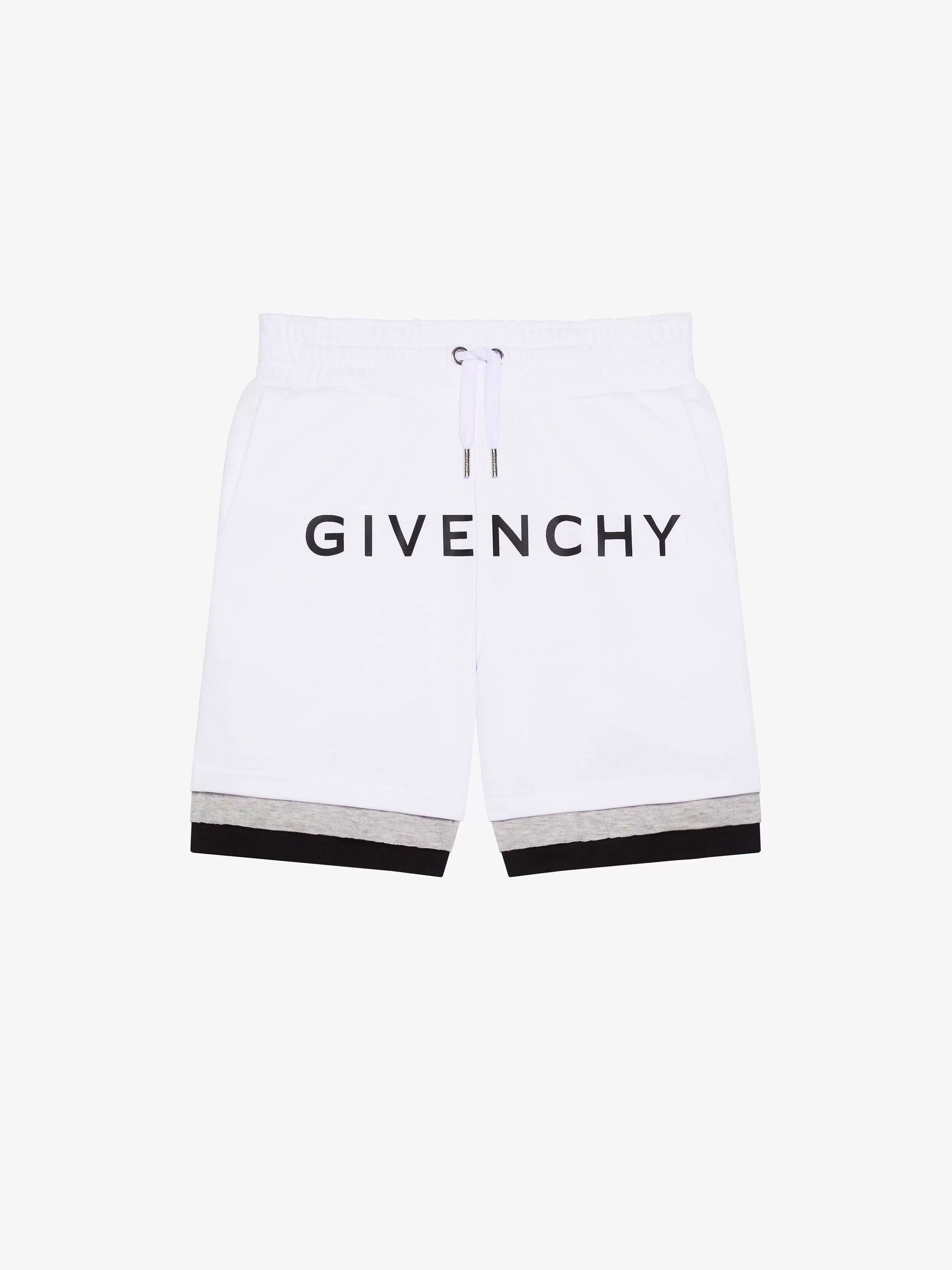 Givenchy Garçon (4 À 12 Ans)> Bermuda Cousu Et Superpose En Polaire Gris Blanc