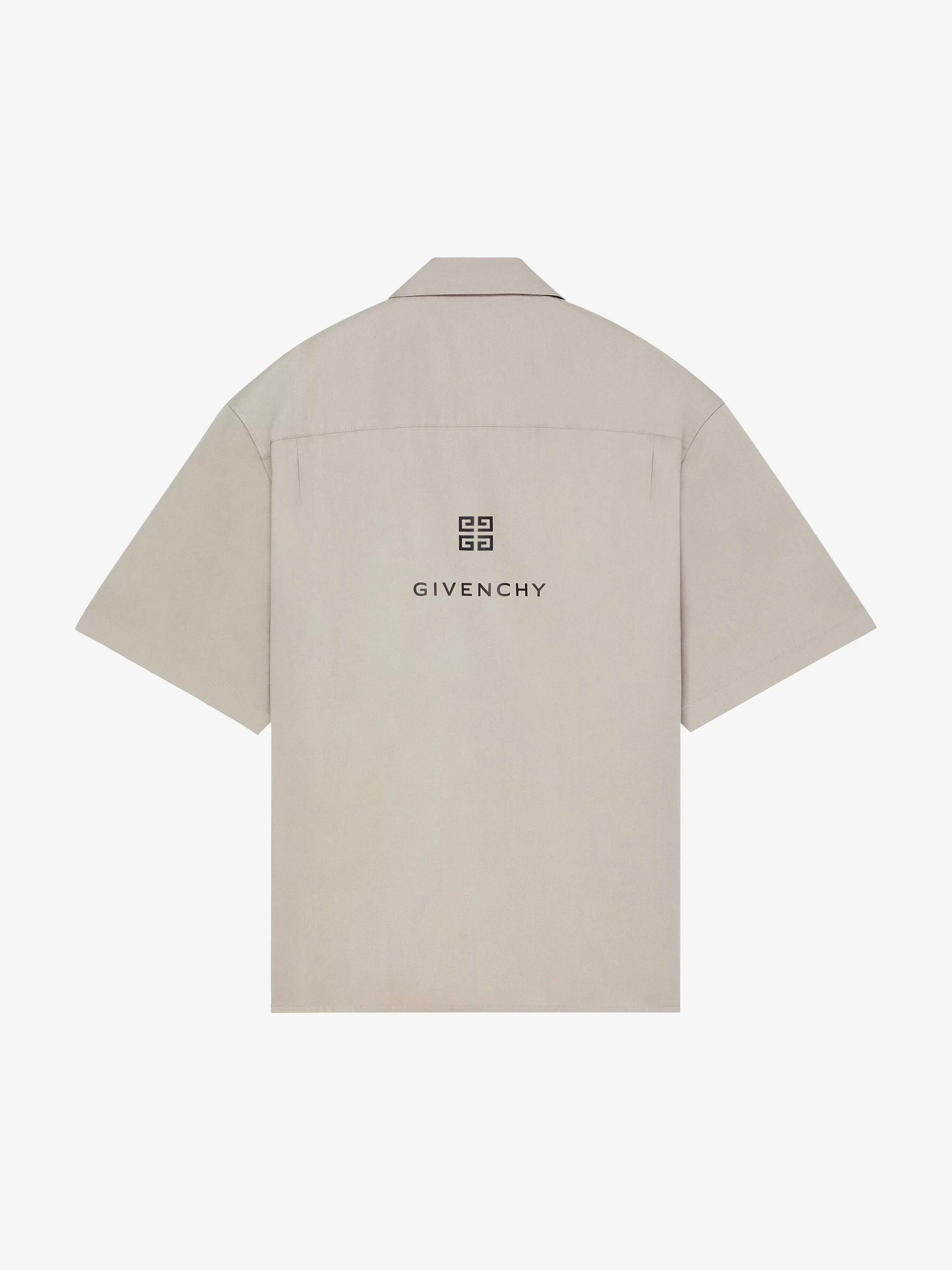 Givenchy Chemises> Chemise Hawaienne Coupe Boxy En Coton Gris Pierre