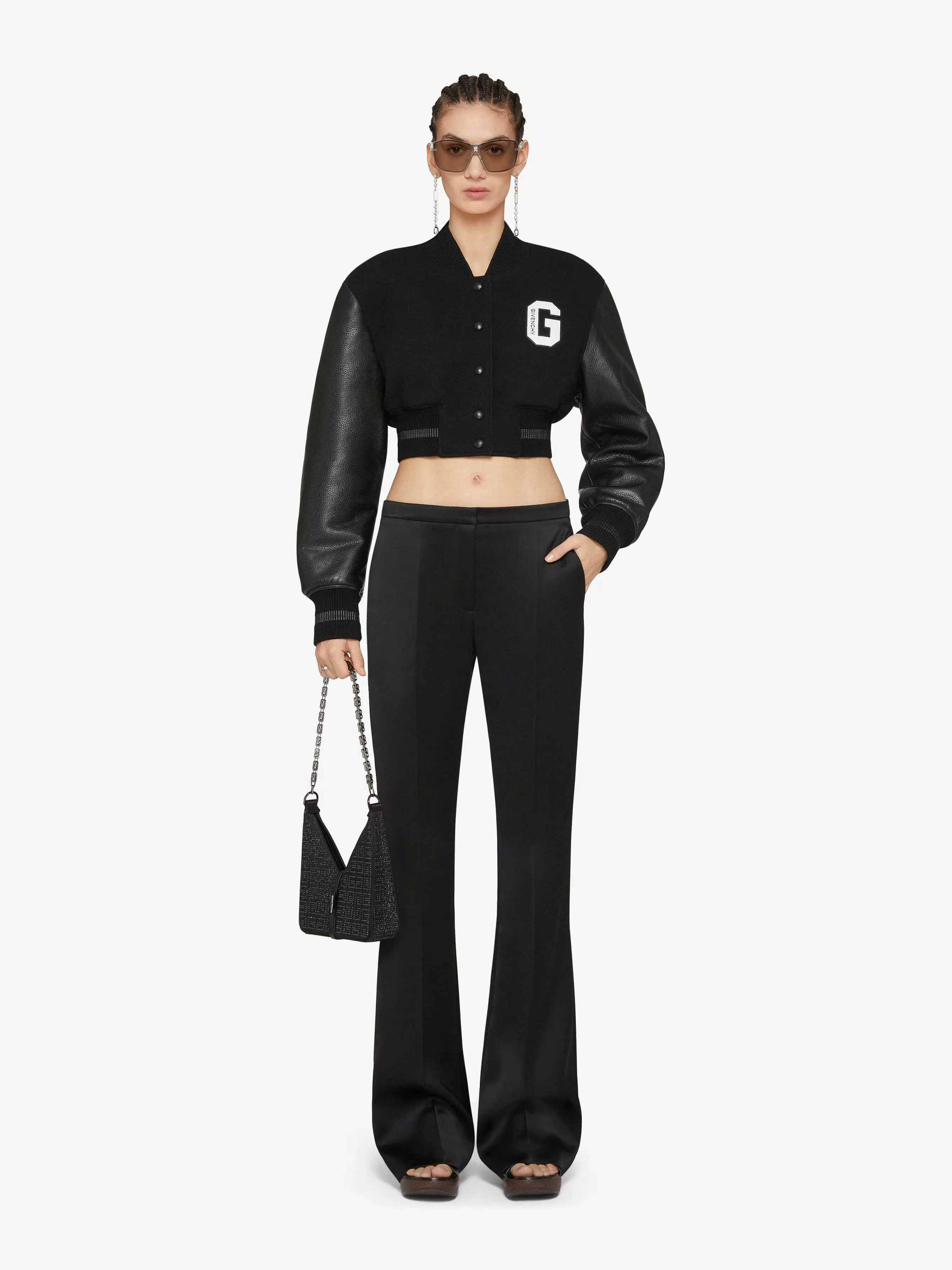 Givenchy Vetements D'Exterieur Et Blousons> College Veste Courte Varsity En Laine Et Cuir Noir Blanc