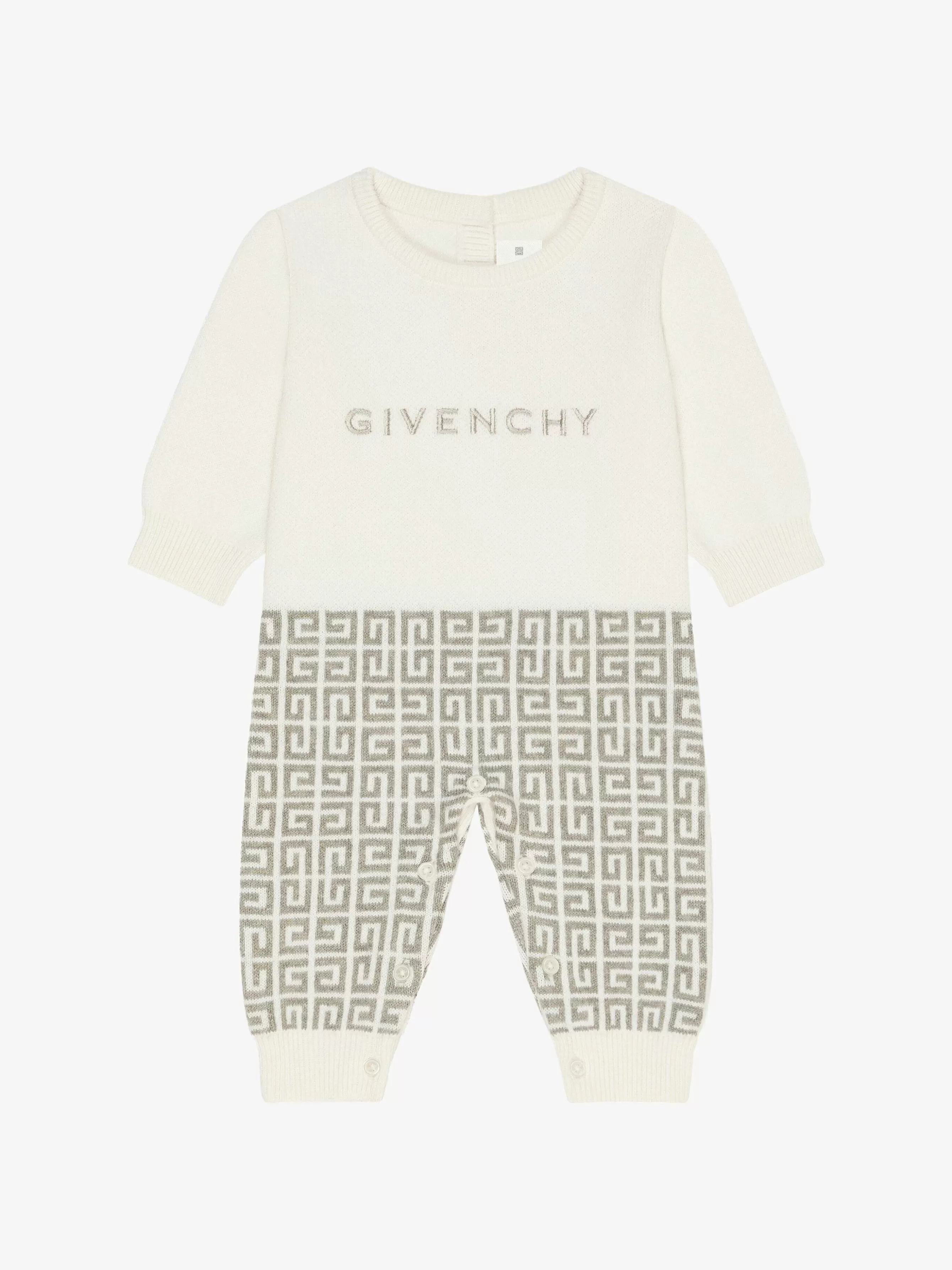 Givenchy Bébé (1 Mois À 3 Ans)> Salopette En Maille Blanc Gris