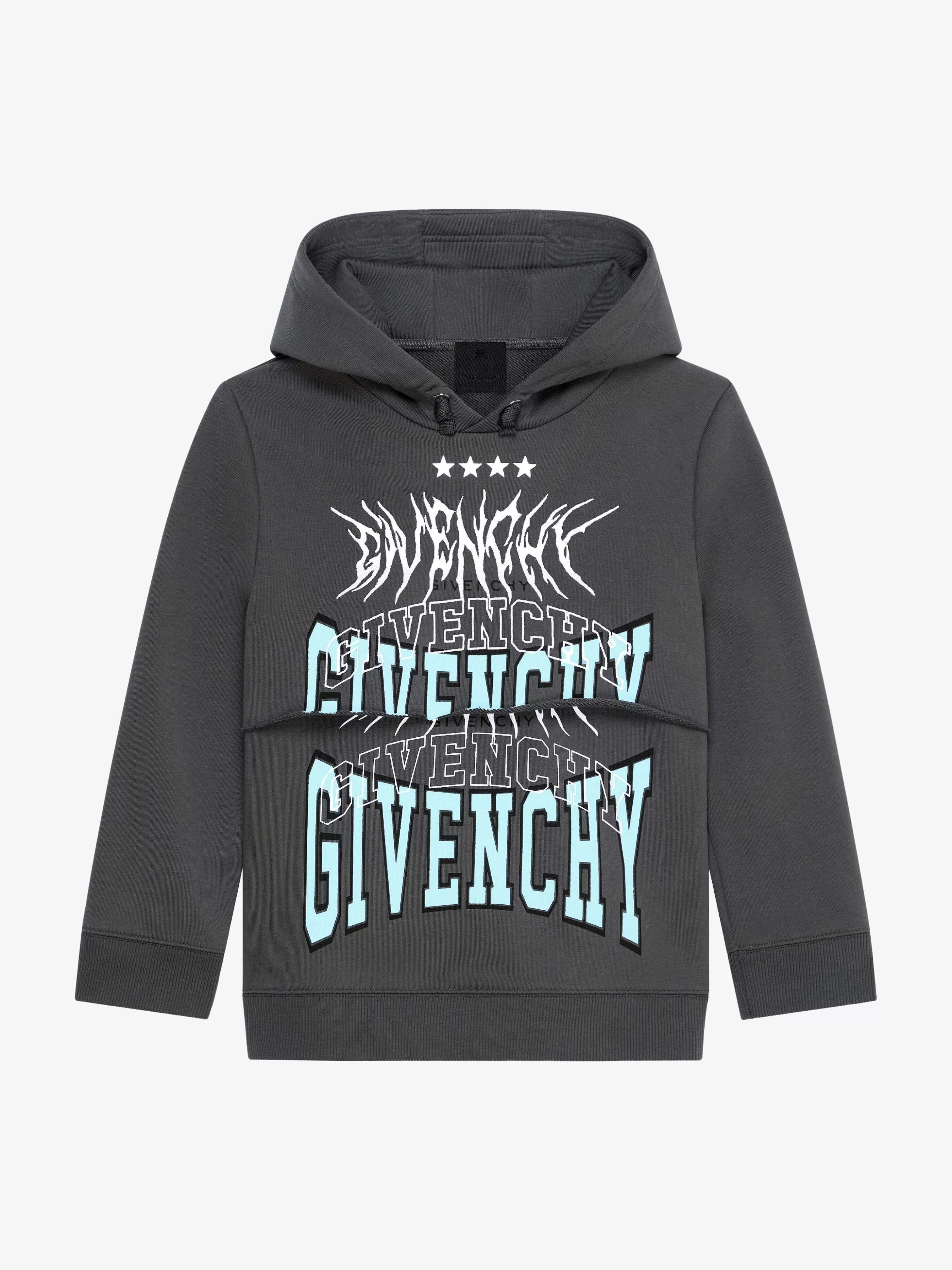 Givenchy Garçon (4 À 12 Ans)> Sweat A Capuche En Polaire Gris Bleu