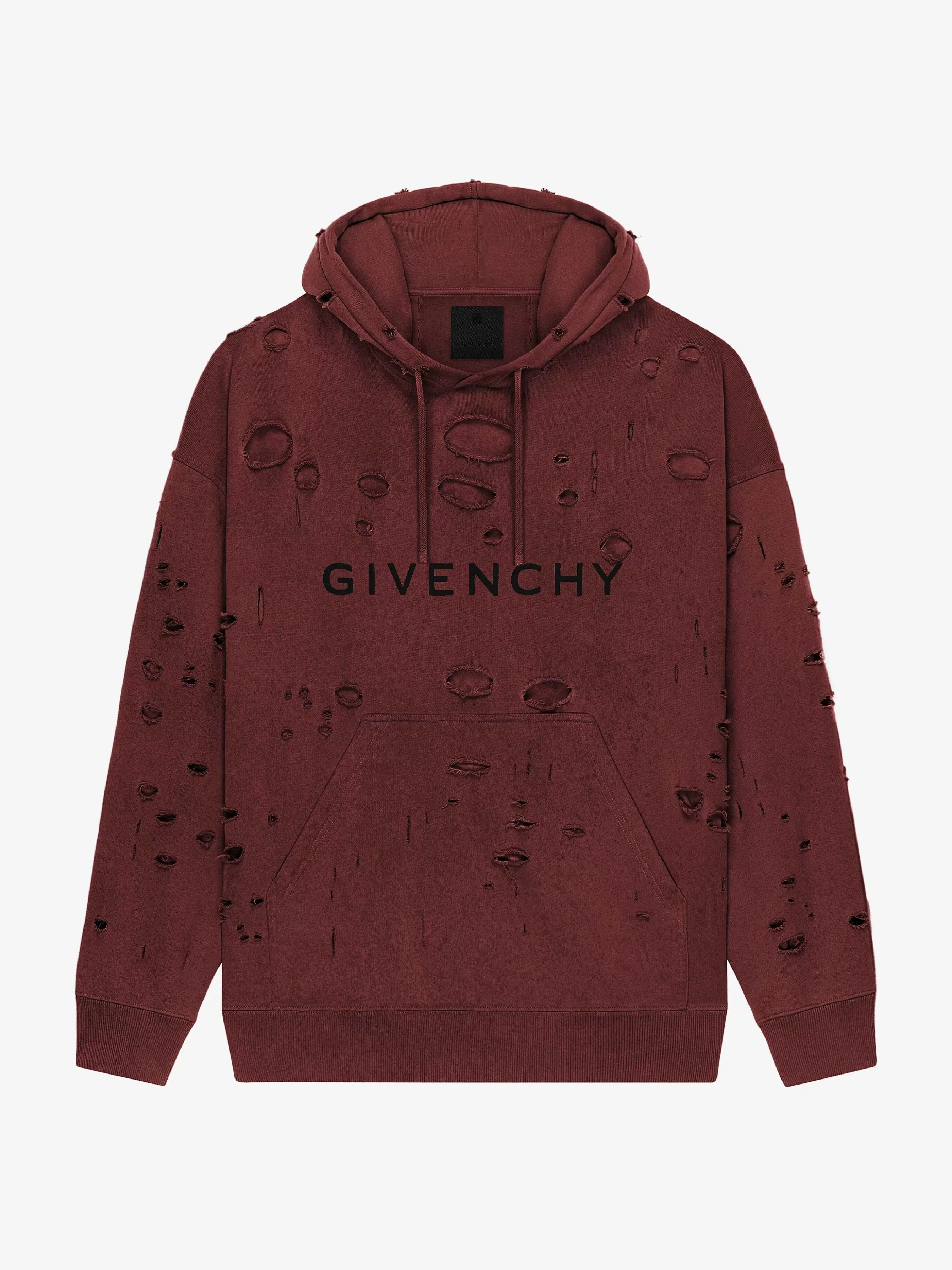 Givenchy Sweats Et Sweats A Capuche> Sweat A Capuche En Polaire Effet Use Rouge Fonce