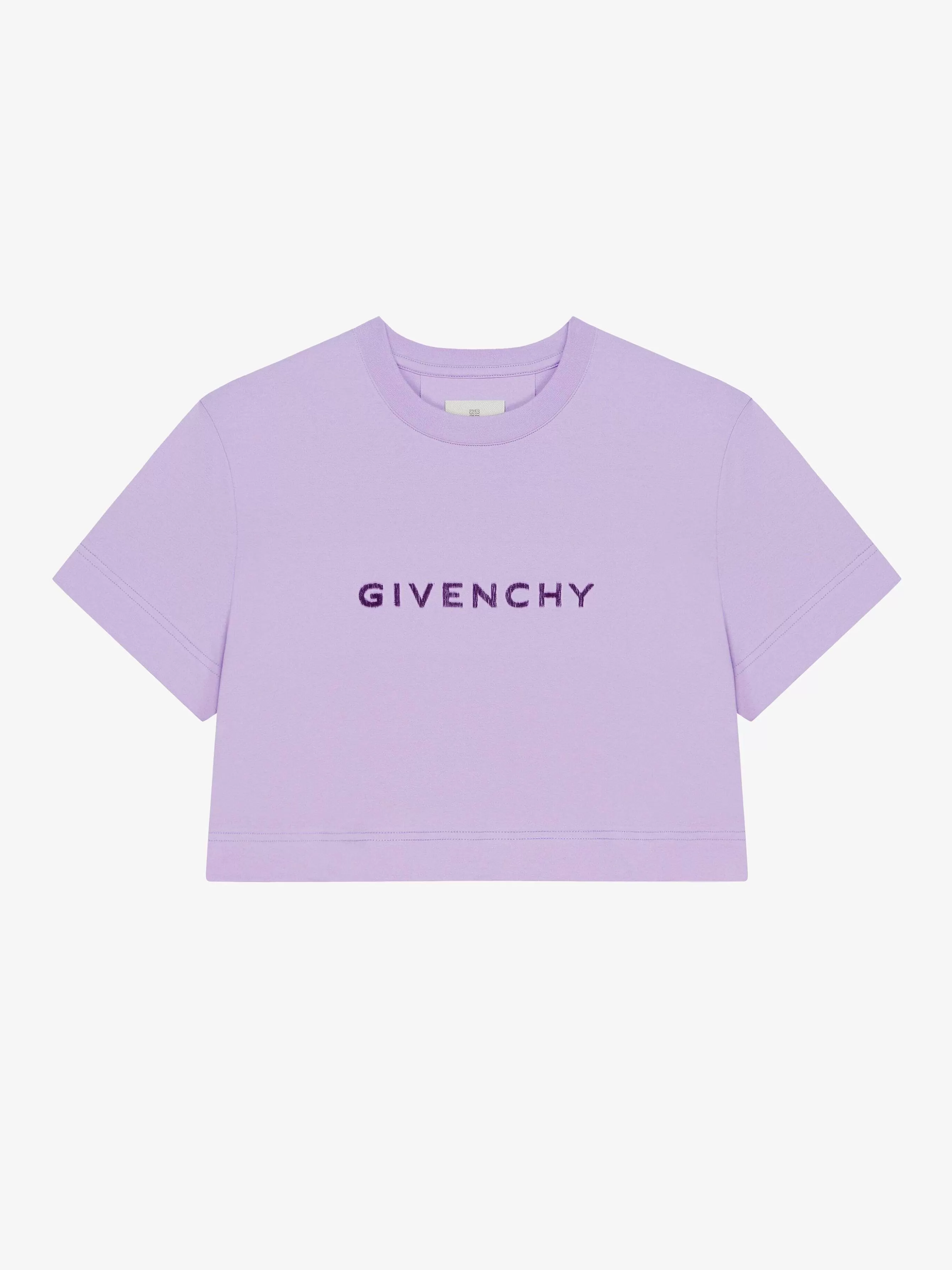 Givenchy T-Shirts> T-Shirt Court En Coton Tufte Lavande