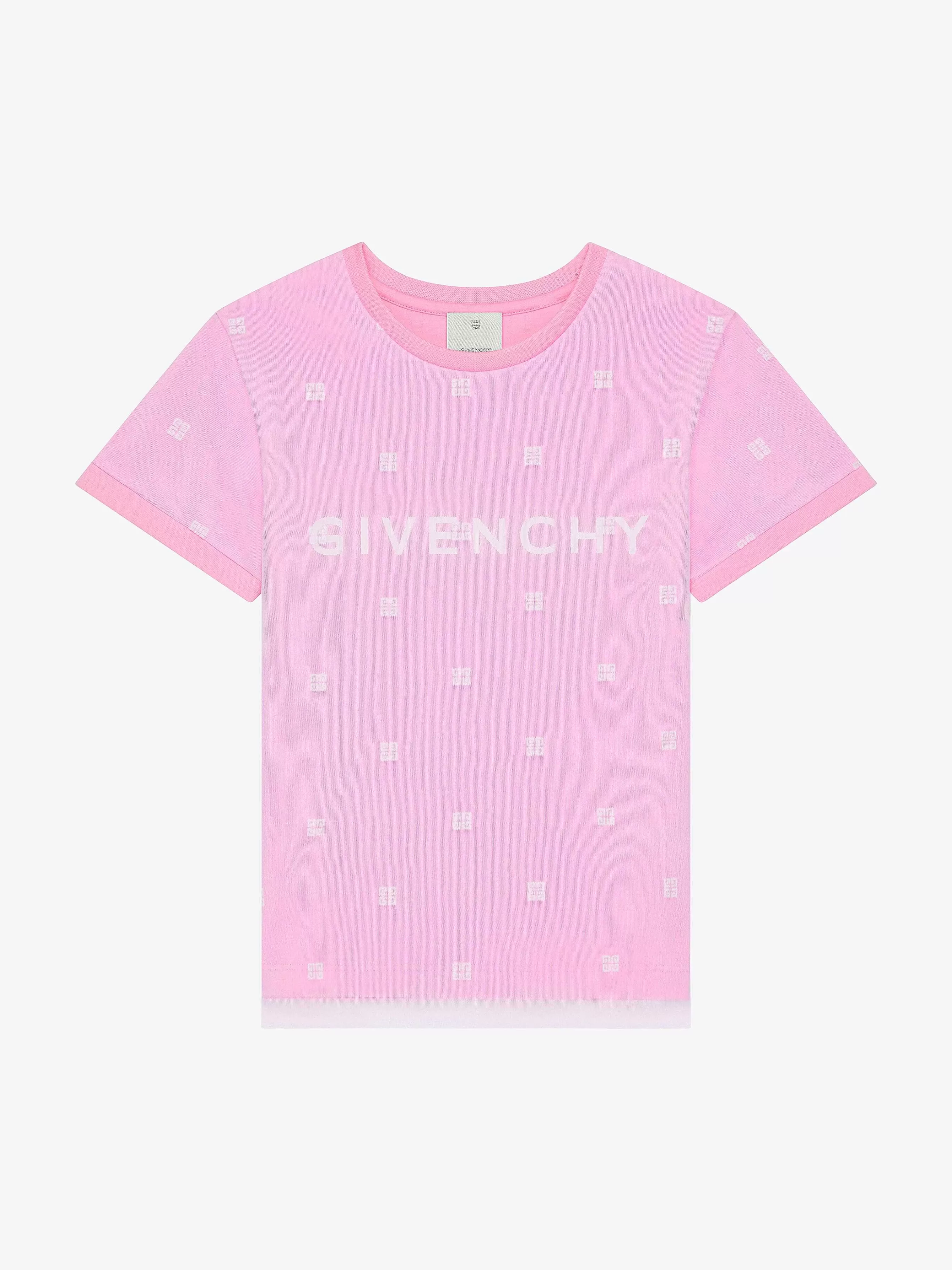 Givenchy Fille (4 À 12 Ans)> T-Shirt Double Epaisseur En Coton Avec Tulle 4G Rose