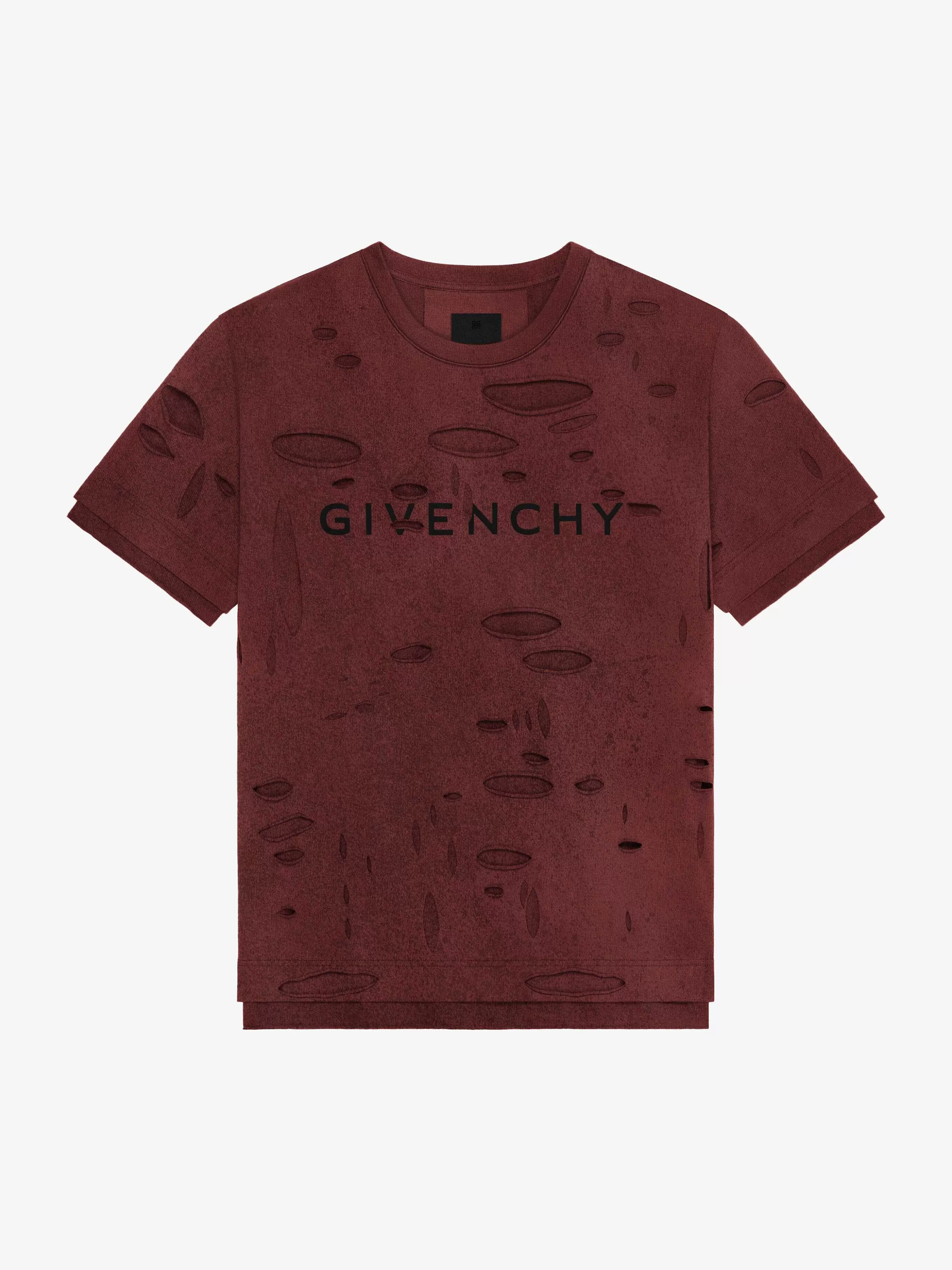 Givenchy T-Shirts> T-Shirt Oversize En Coton Use Rouge Fonce