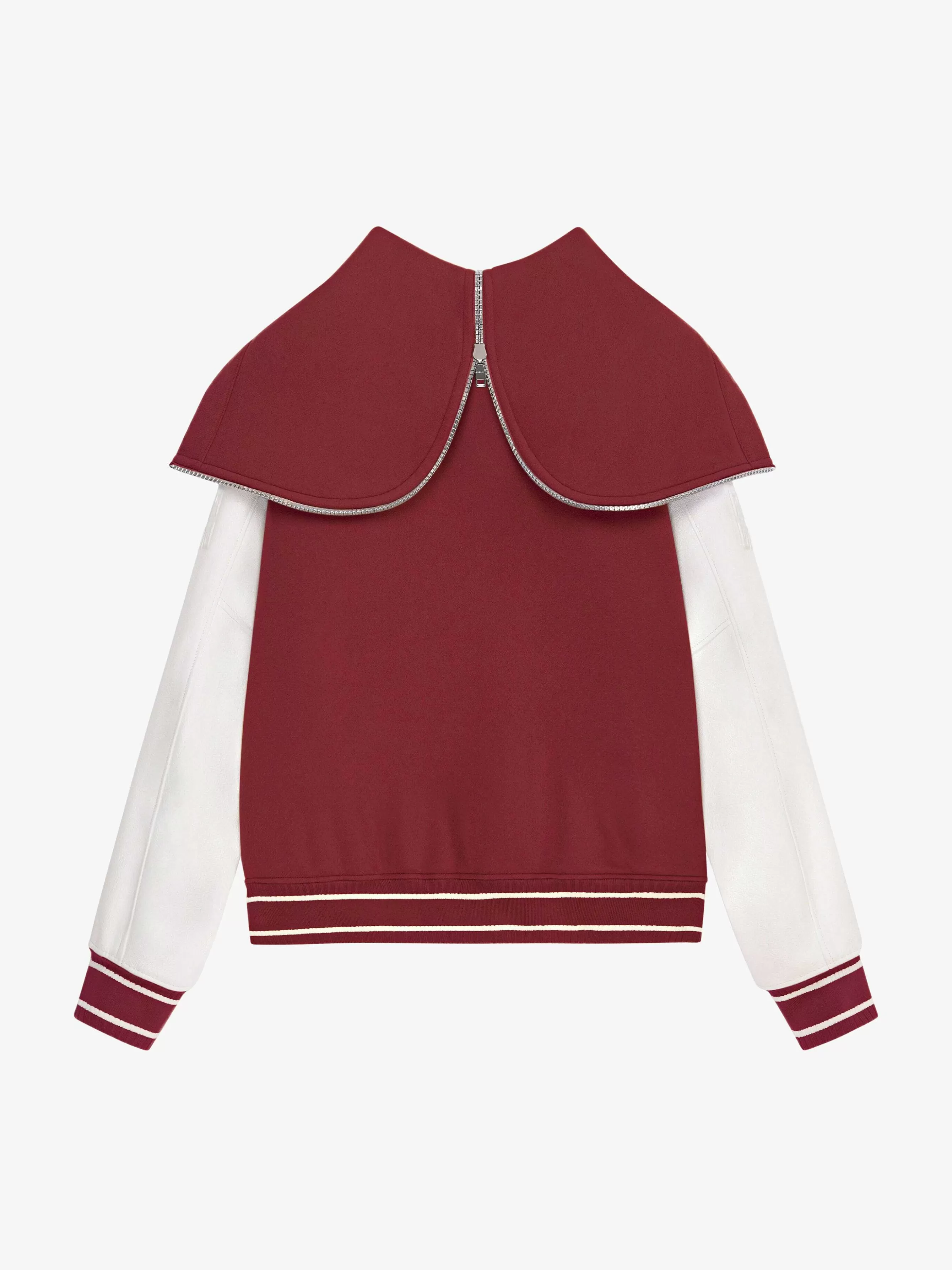 Givenchy Vetements D'Exterieur Et Blousons> Veste Varsity A Capuche En Laine Et Cuir Bourgogne/Blanc