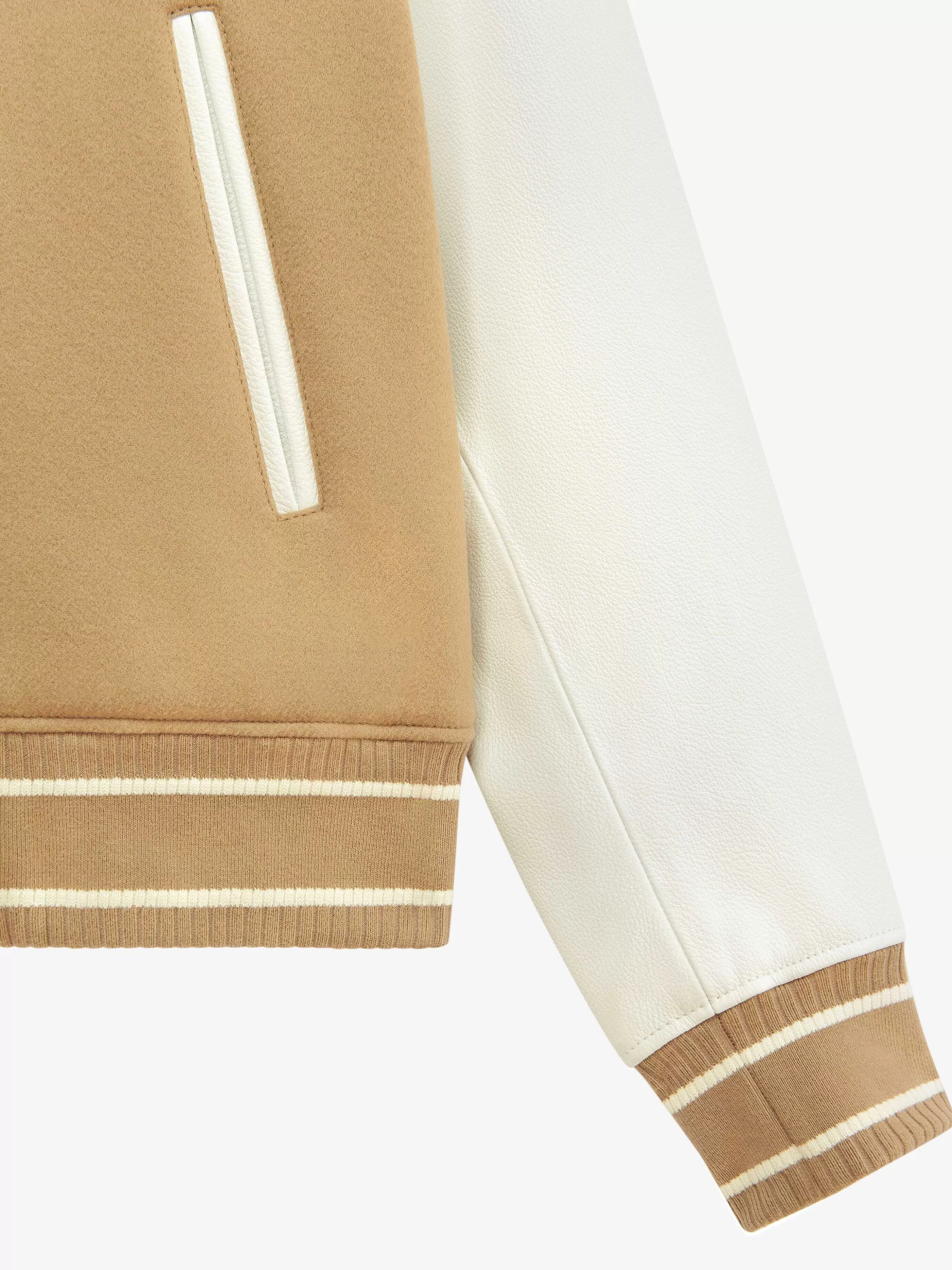 Givenchy Vetements D'Exterieur Et Blousons> Veste Varsity A Capuche En Laine Et Cuir Blanc/Beige