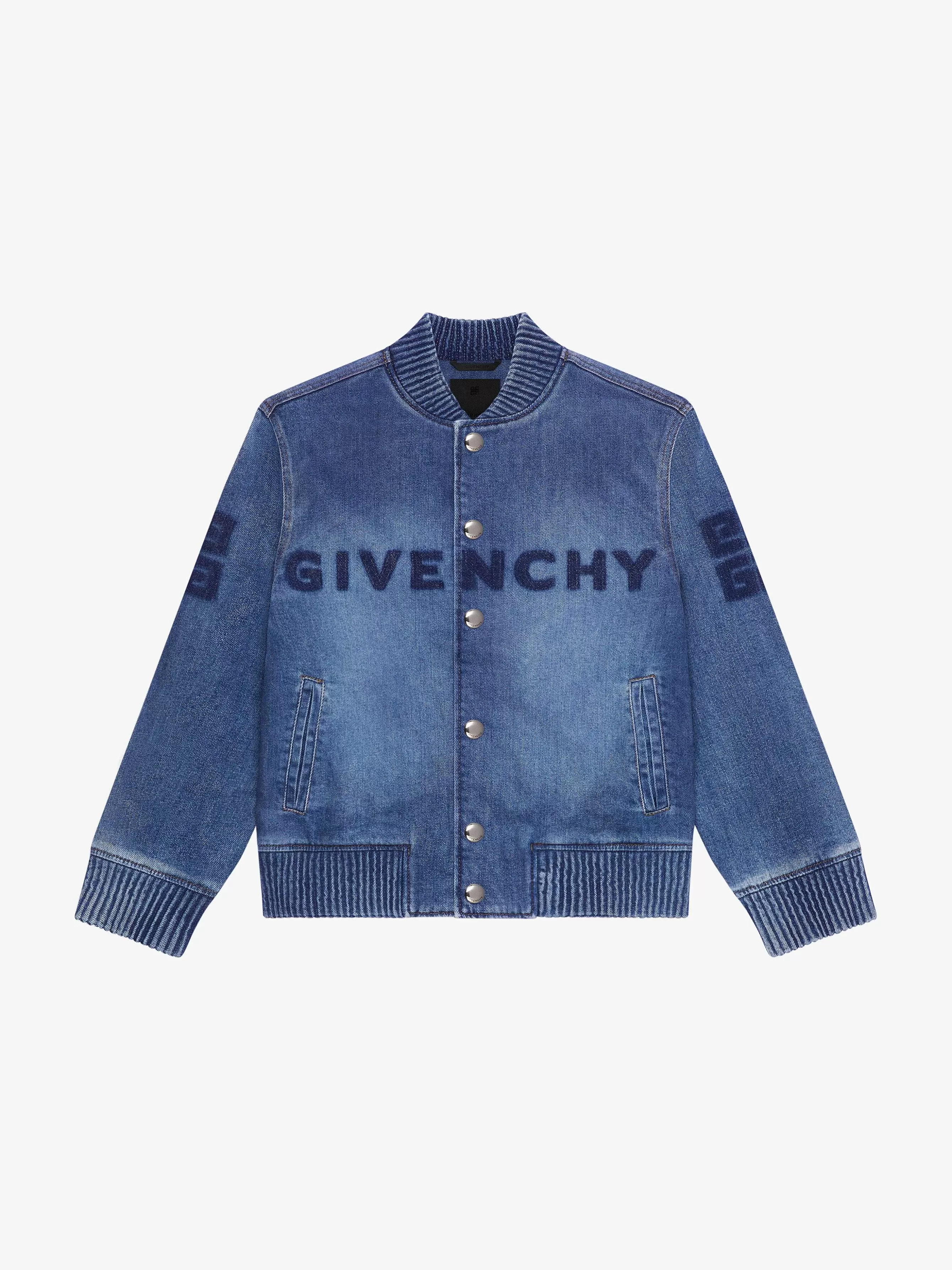 Givenchy Garçon (4 À 12 Ans)> Veste Varsity En Denim Un Jean Bleu