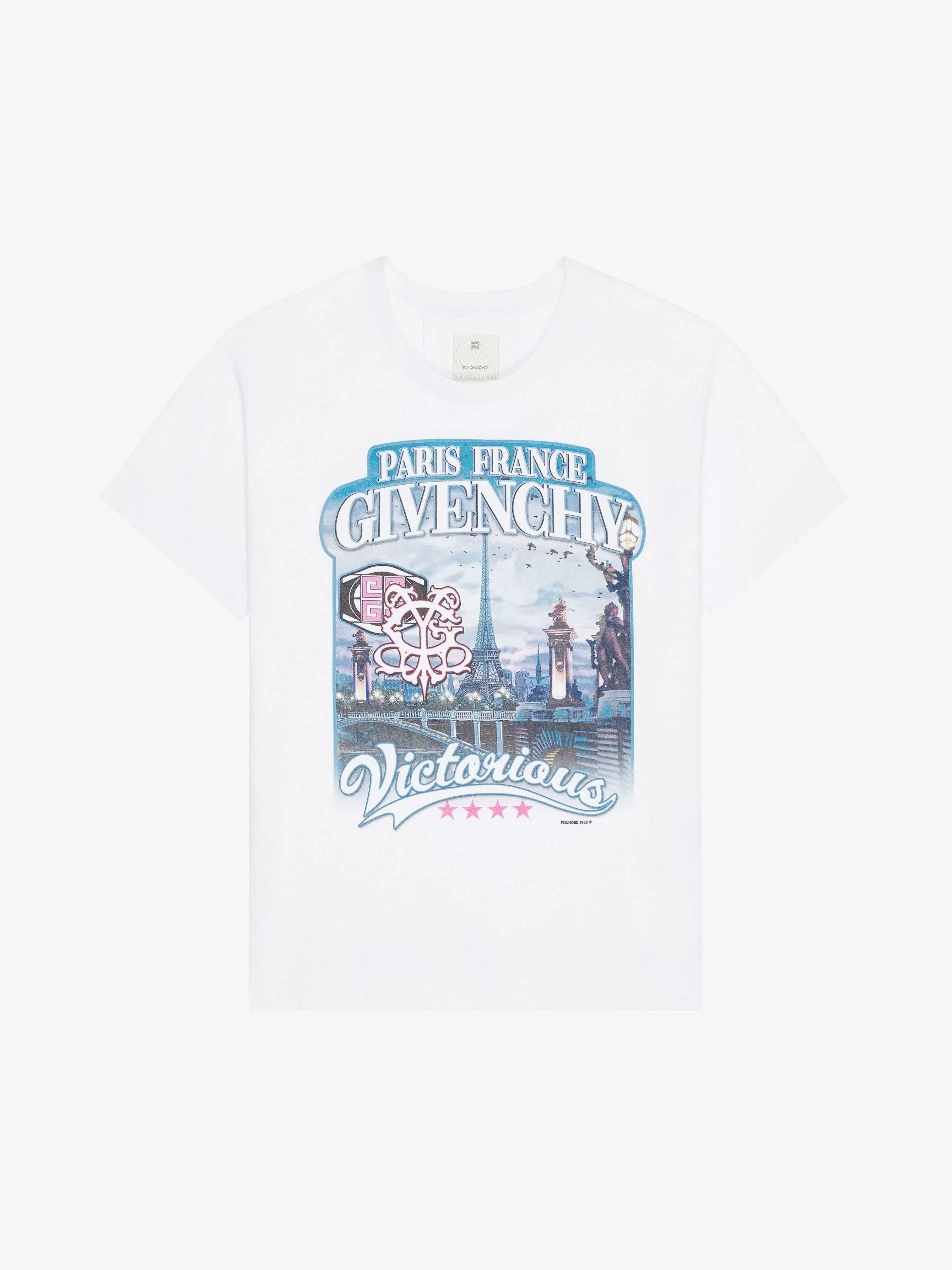 Givenchy T-Shirts> World Tour - T-Shirt Coupe Carree En Coton Blanc