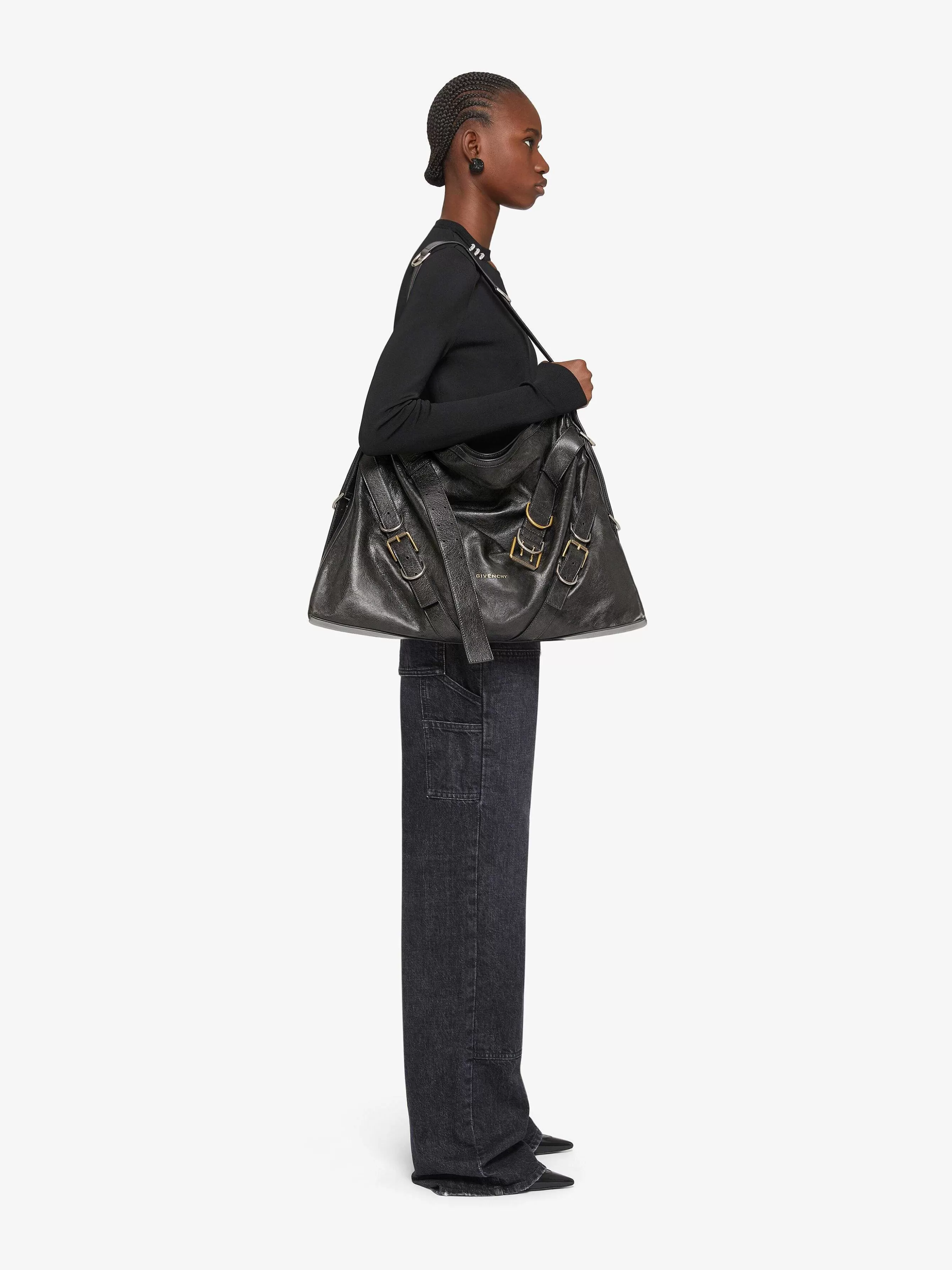 Givenchy Voyou>Grand Sac Voyou Boyfriend En Cuir Vieilli Noir