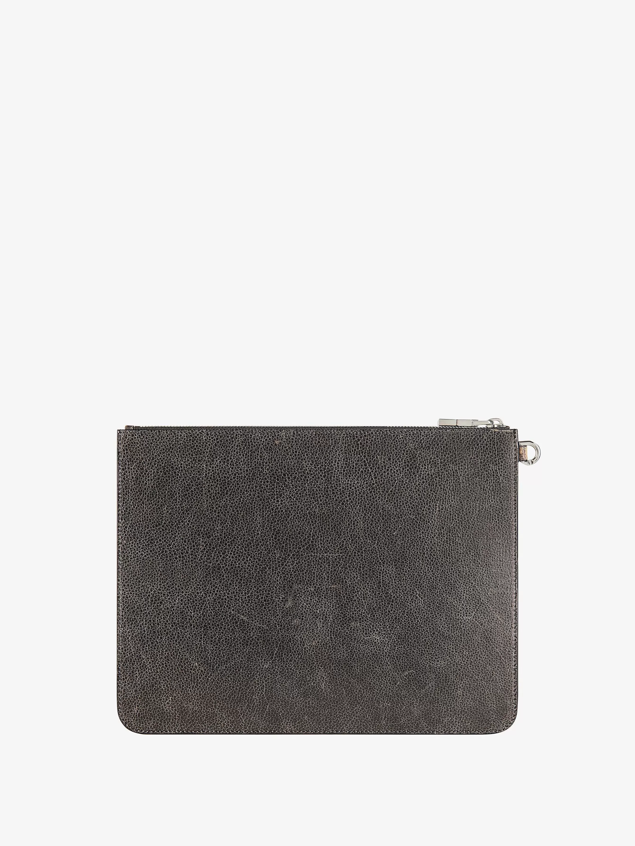 Givenchy Petite Maroquinerie>Grande Pochette En Cuir Craquele Gris Noir