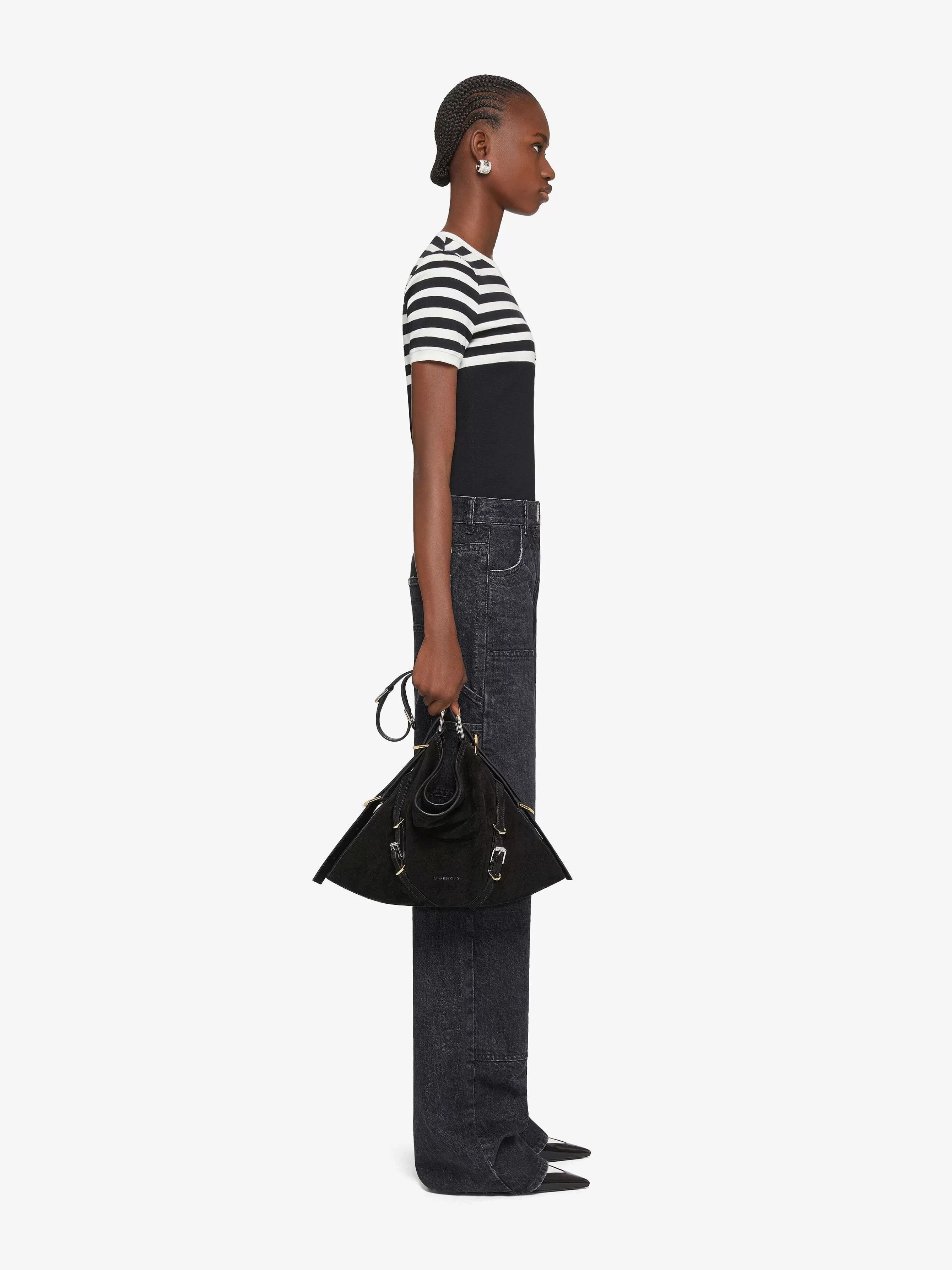 Givenchy Pantalon>Jean Oversize En Denim Avec Patchs Noir Delave