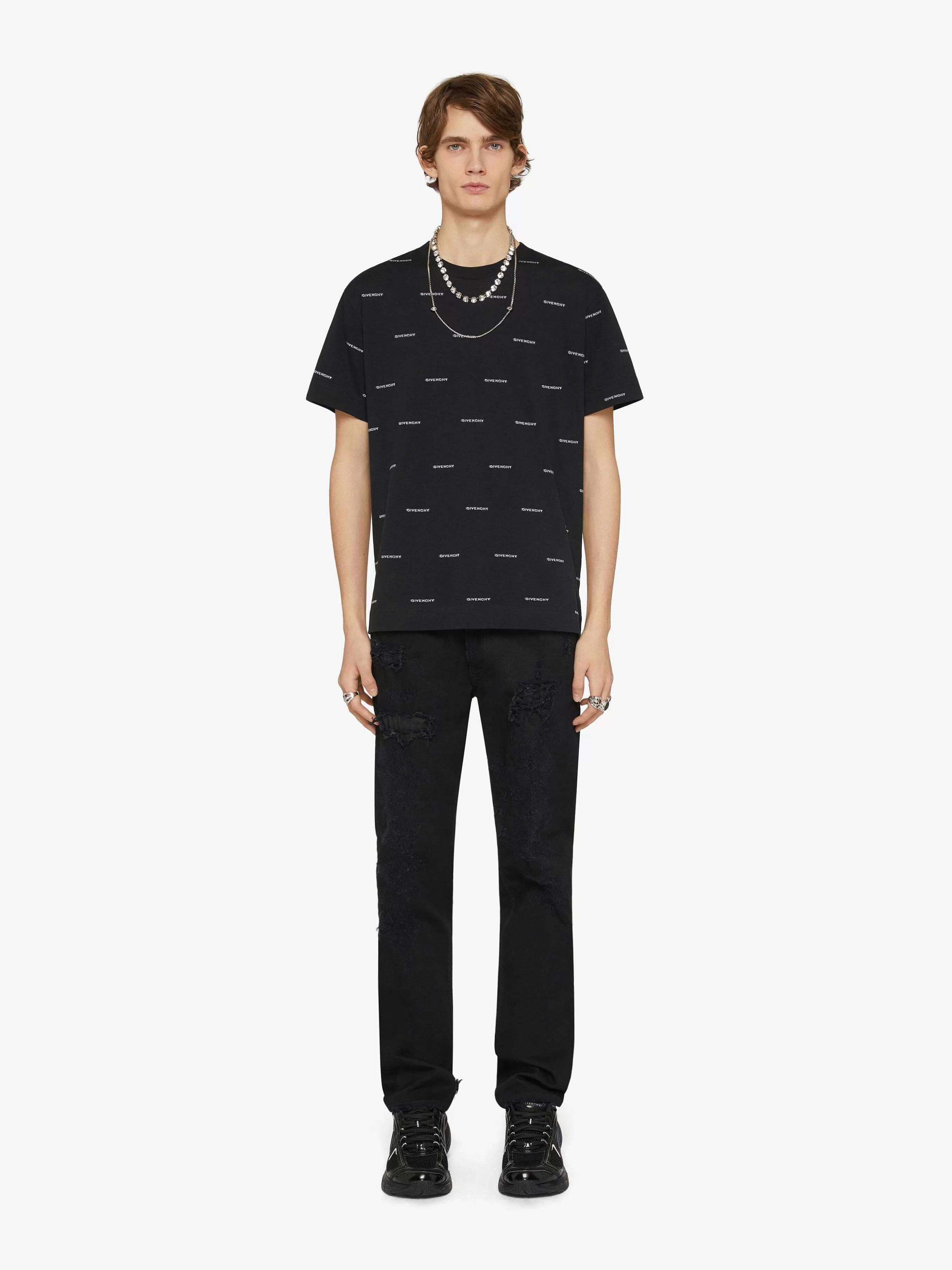 Givenchy Pantalon>Jean Slim Fit En Denim Detruit Noir