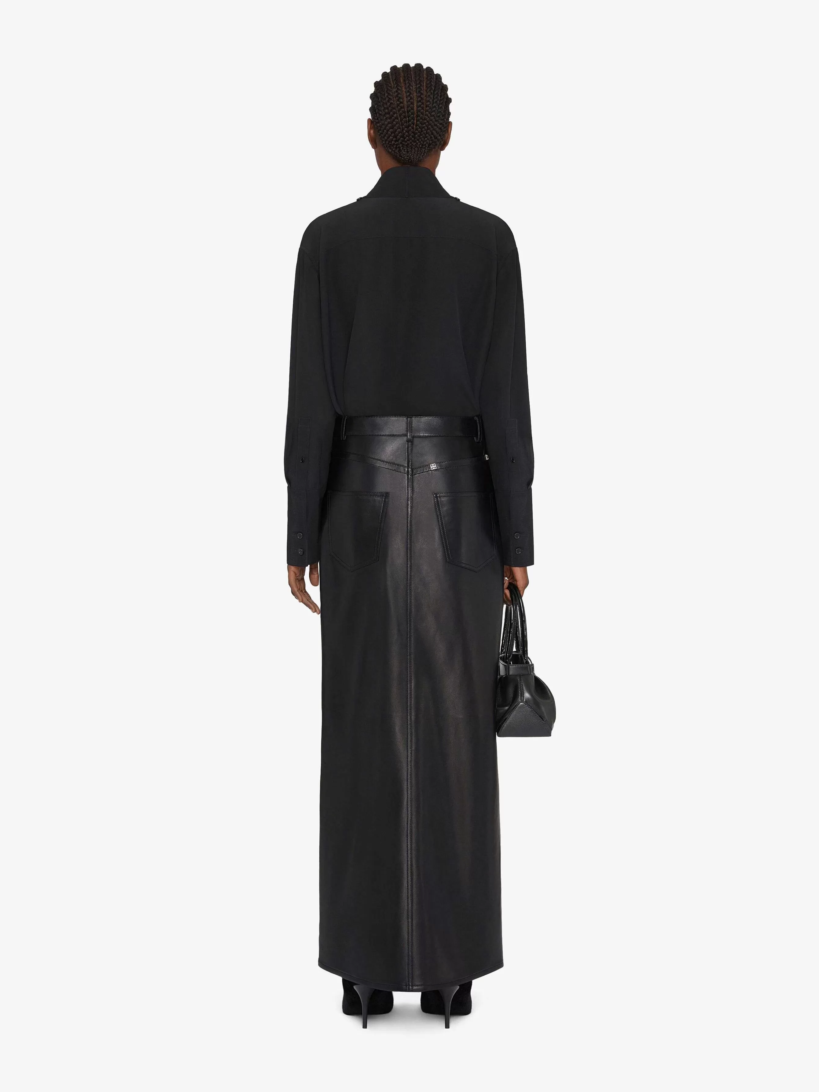 Givenchy Jupes>Jupe En Cuir Avec Fente Noir