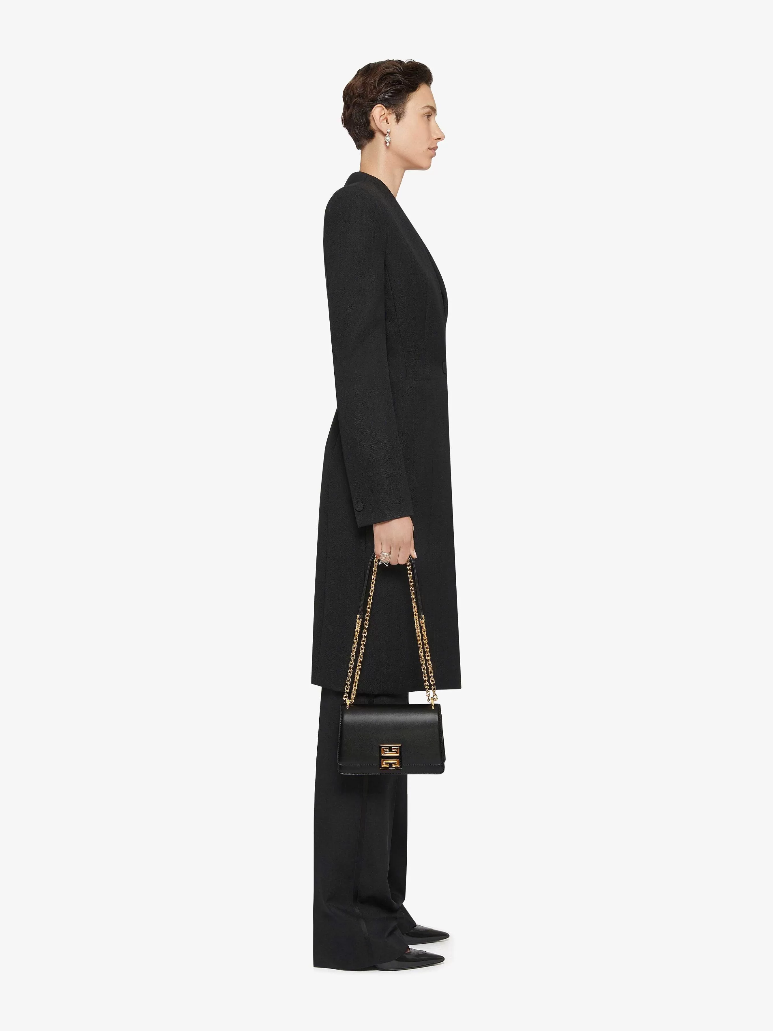 Givenchy Vestes Et Manteaux>Manteau Ajuste En Laine Noir