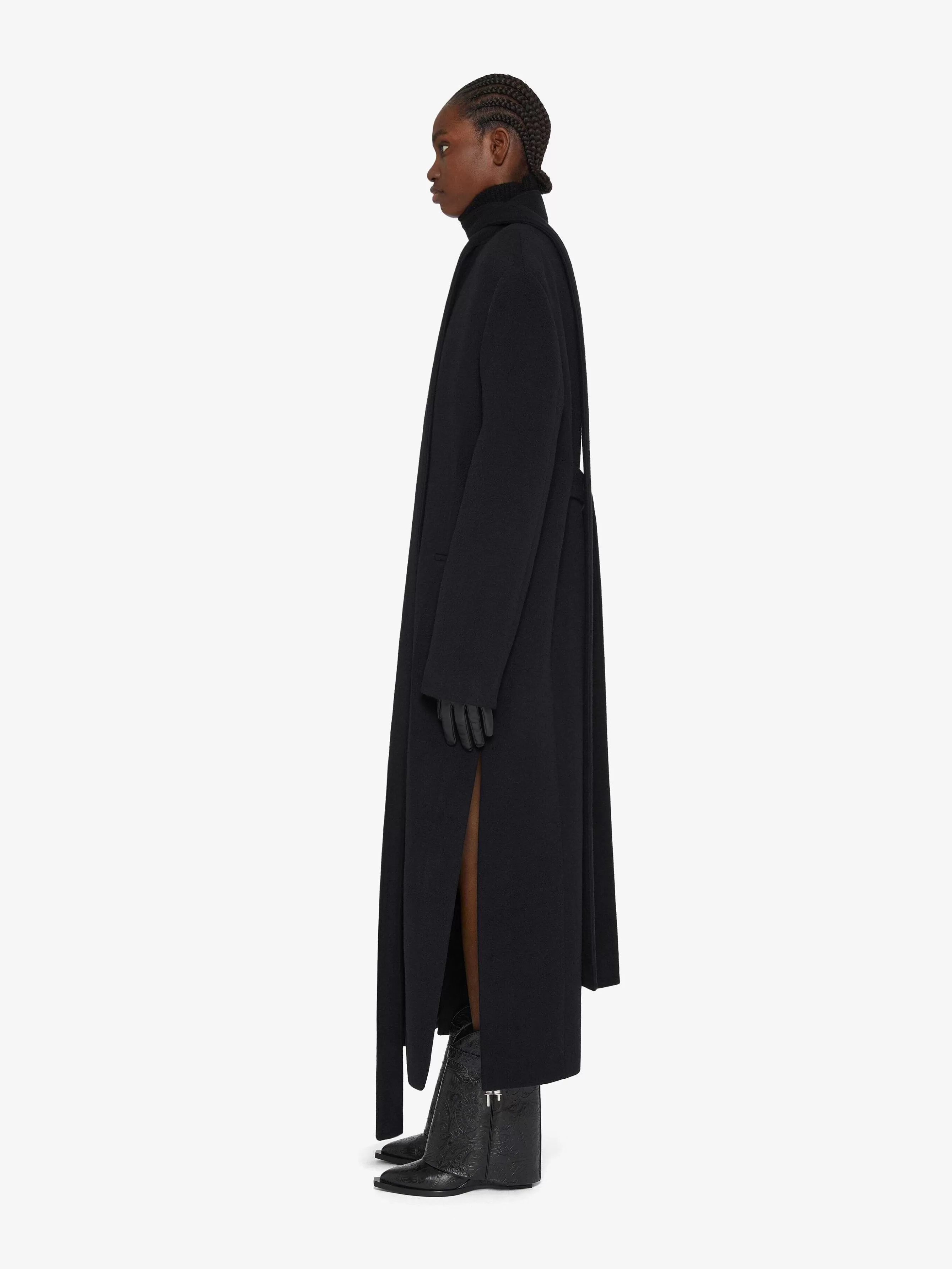 Givenchy Vestes Et Manteaux>Manteau En Cachemire Double Face Avec Echarpe Noir