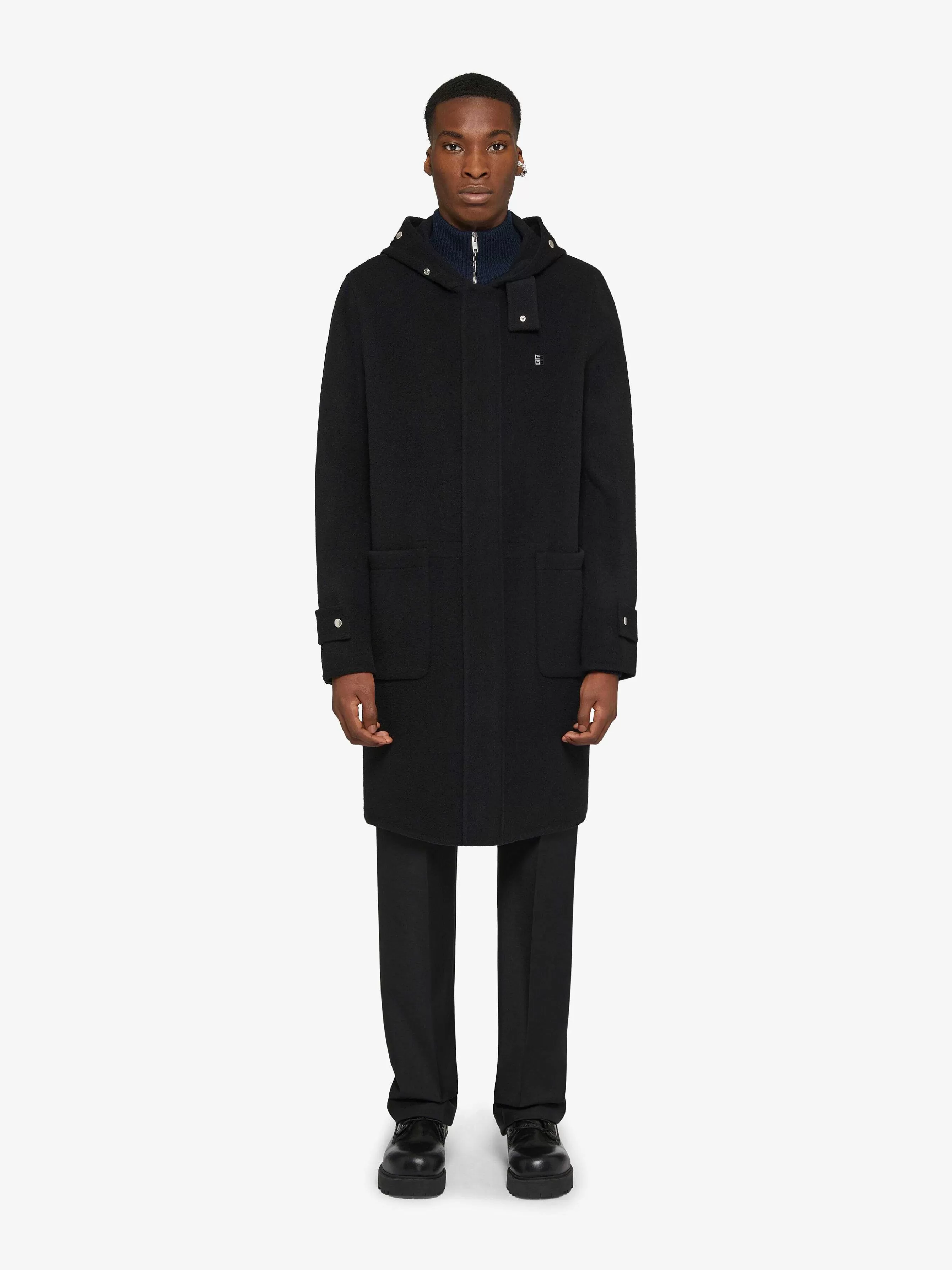 Givenchy Vestes Et Manteaux>Manteau En Laine Et Cachemire Double Face Noir