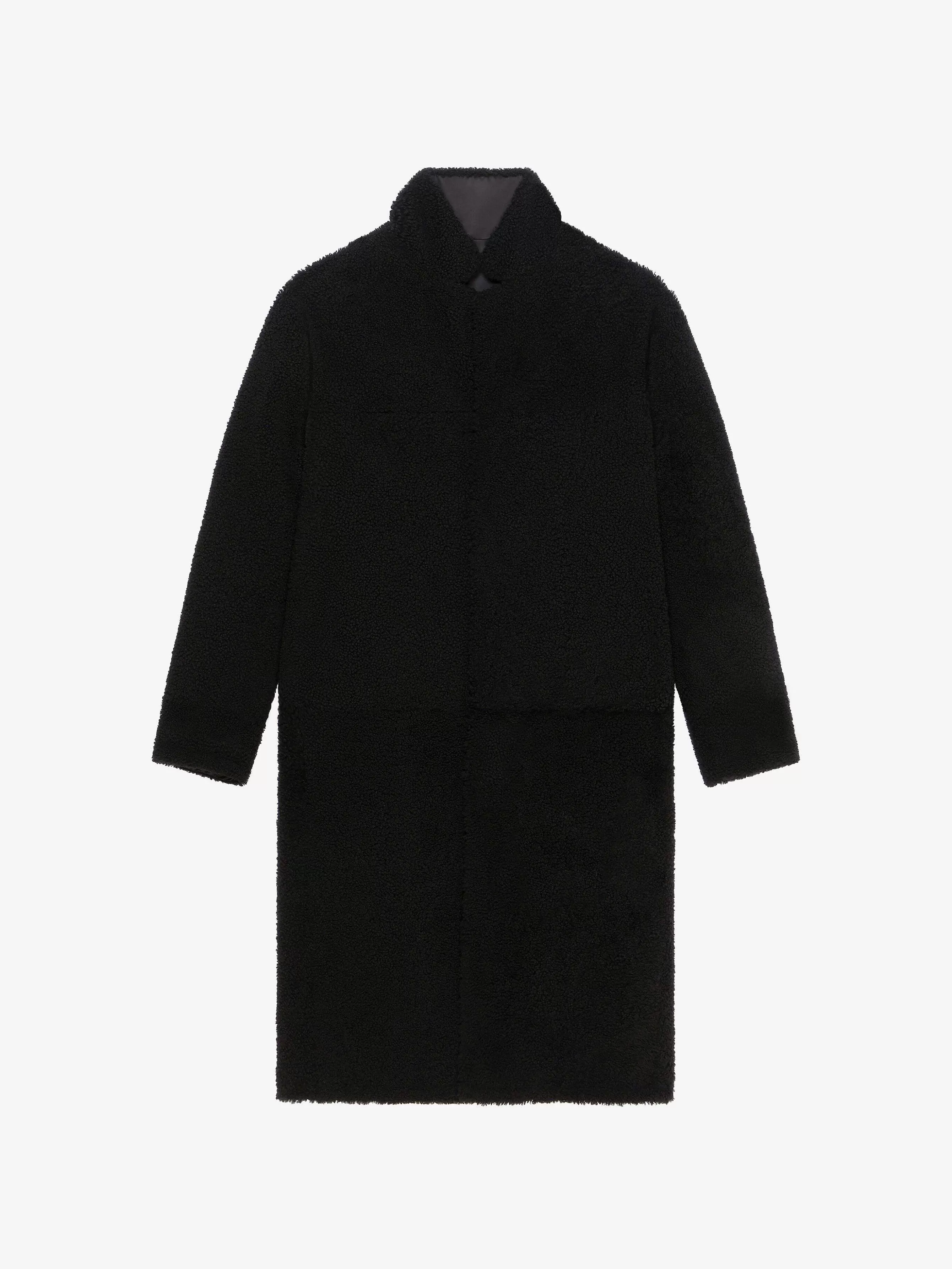 Givenchy Vestes Et Manteaux>Manteau Long Avec Doublure En Peau De Mouton Noir