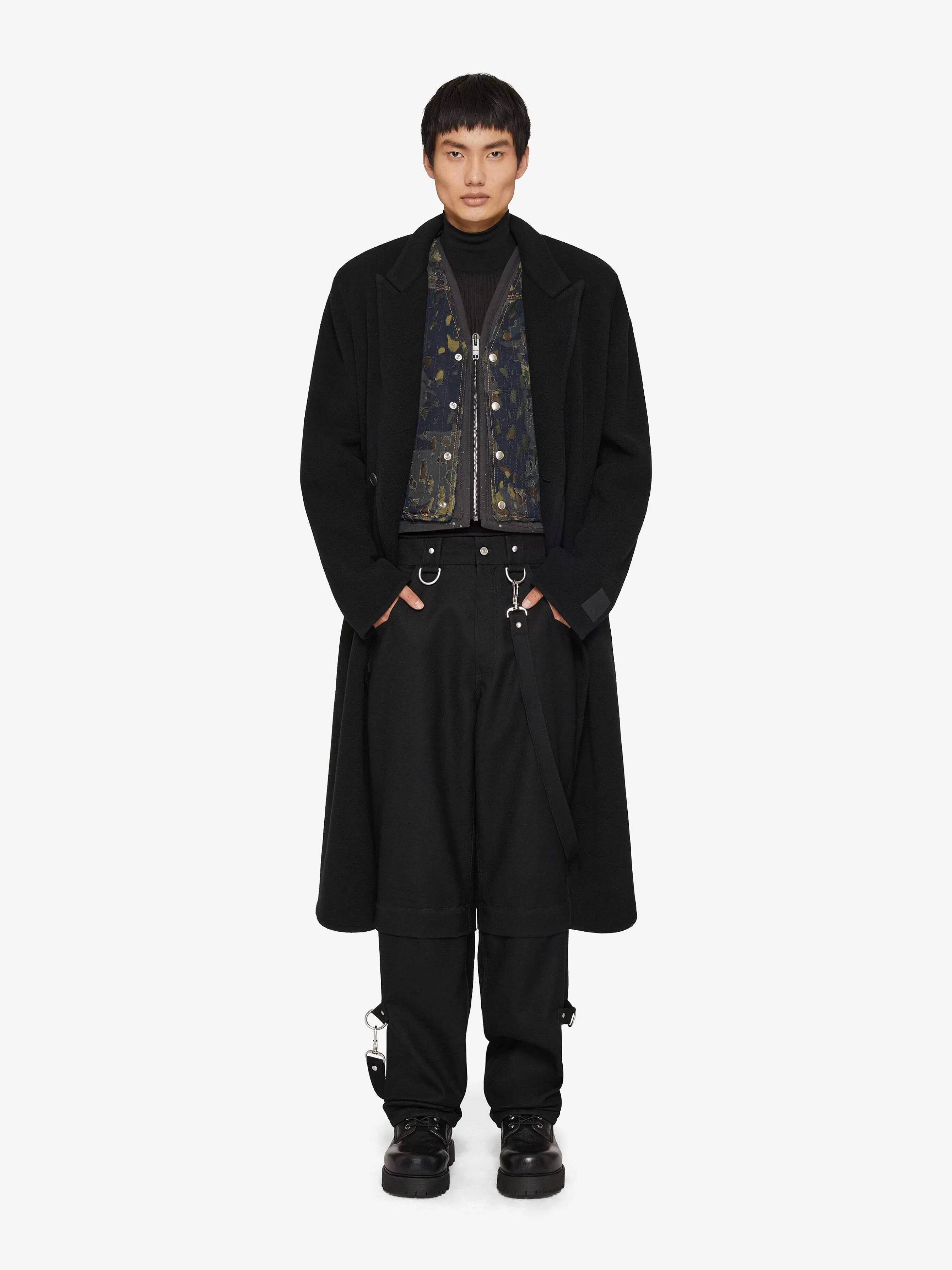 Givenchy Vestes Et Manteaux>Manteau Long En Laine Et Cachemire Double Face Noir