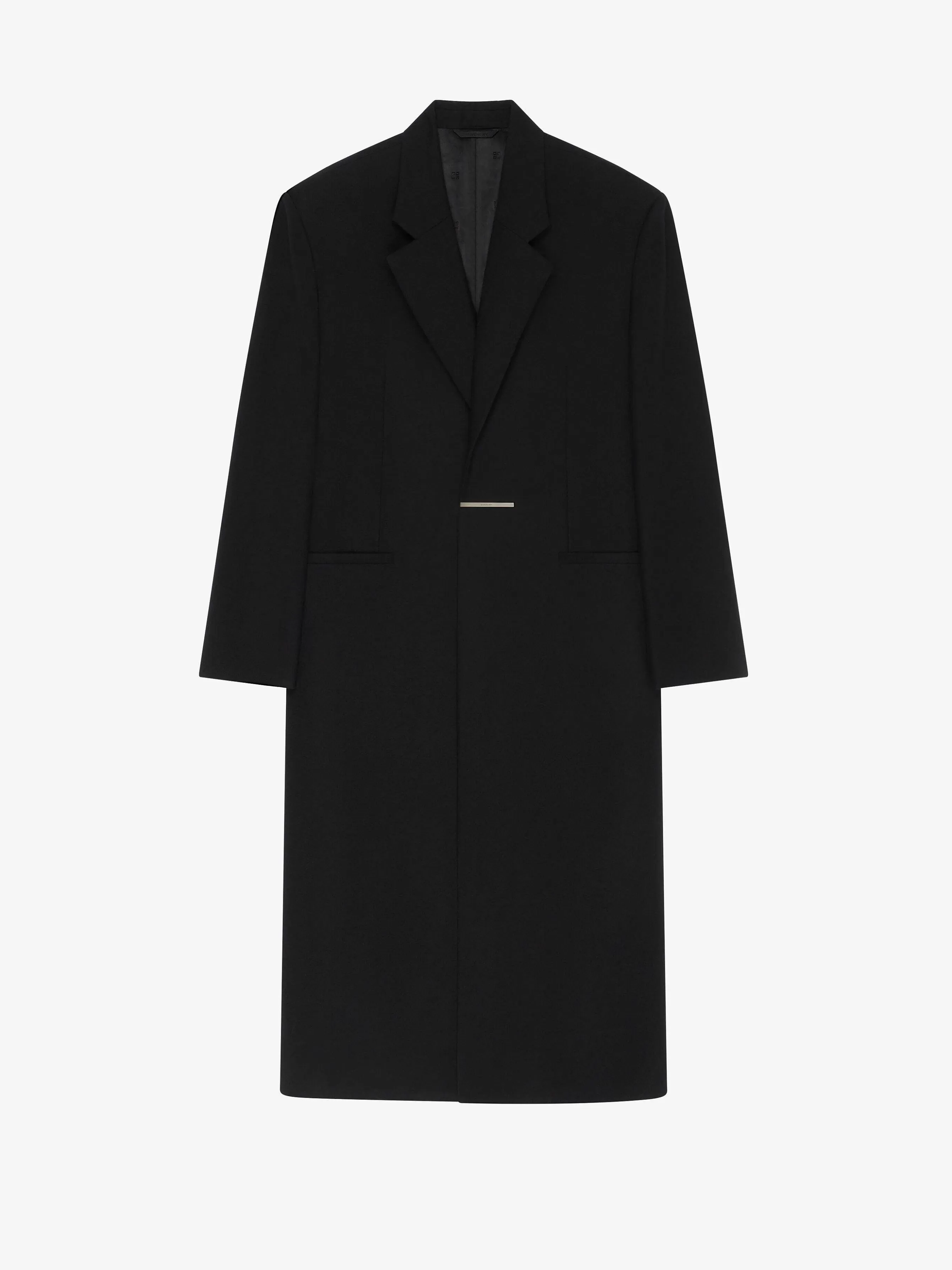 Givenchy Vestes Et Manteaux>Manteau Long Oversize En Flanelle De Laine Noir