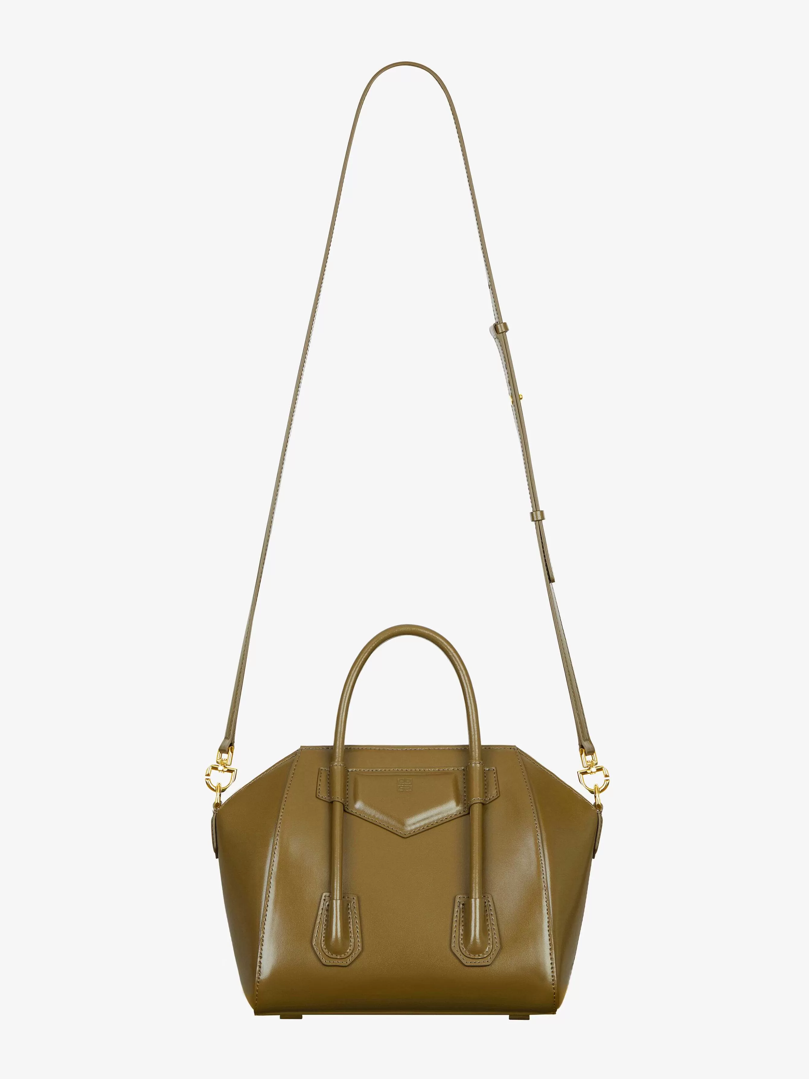 Givenchy Antigona>Mini Sac Antigona Lock En Cuir Box Kaki Fonce