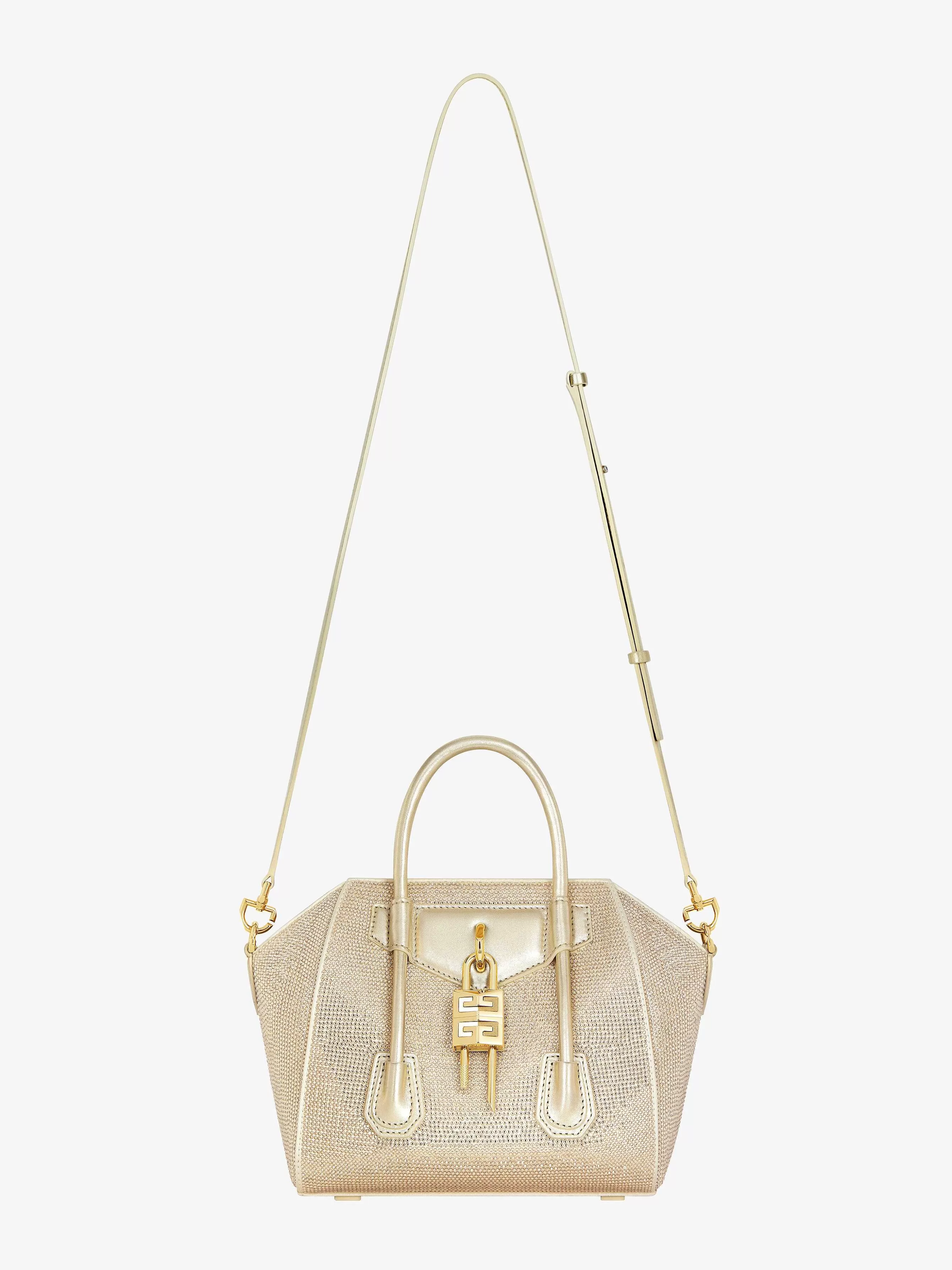 Givenchy Antigona>Mini Sac Antigona Lock En Satin Avec Strass Blond