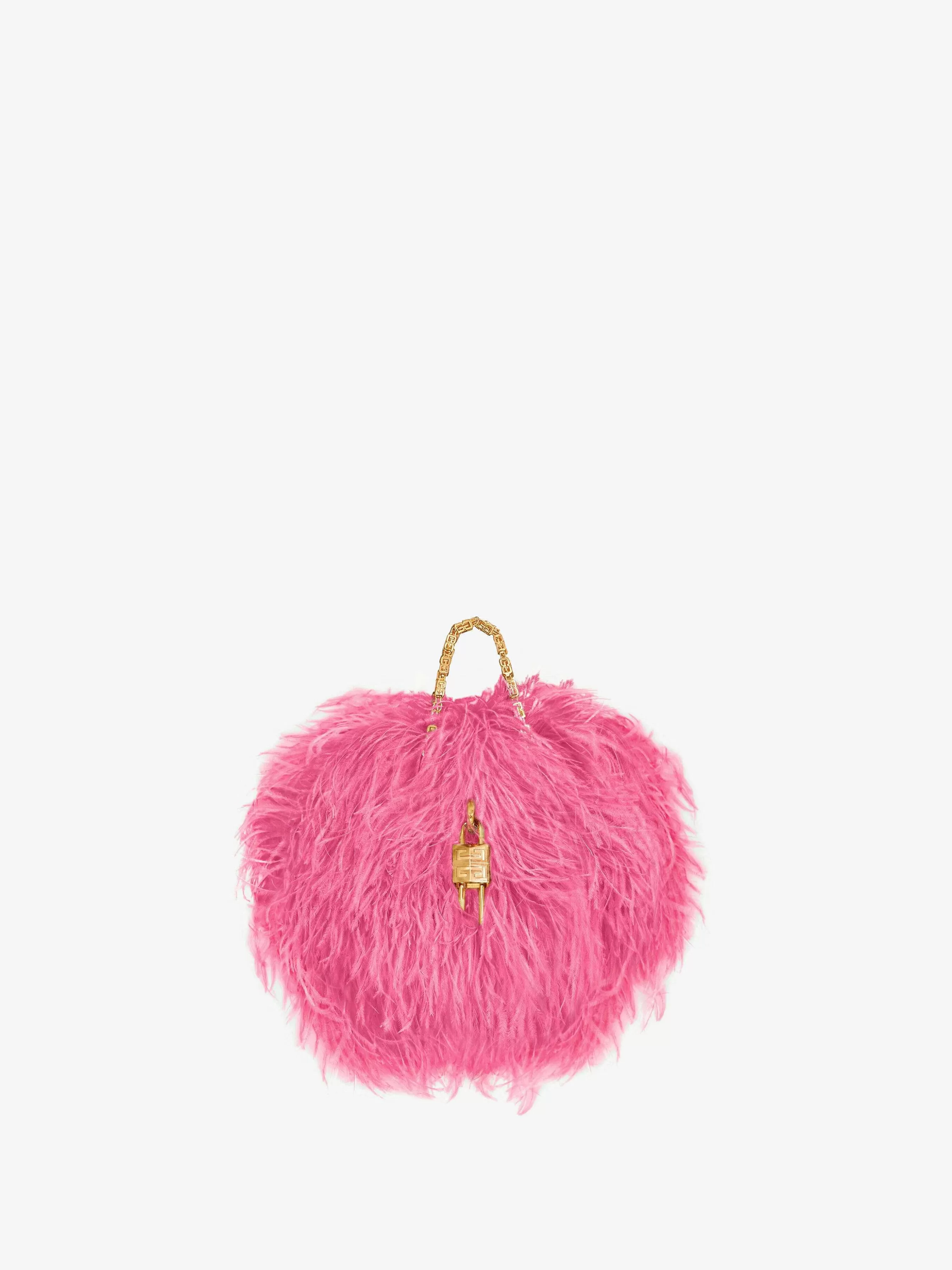 Givenchy Sacs Mini Et Micro>Mini Sac Kenny En Soie Avec Plumes Rose Neon