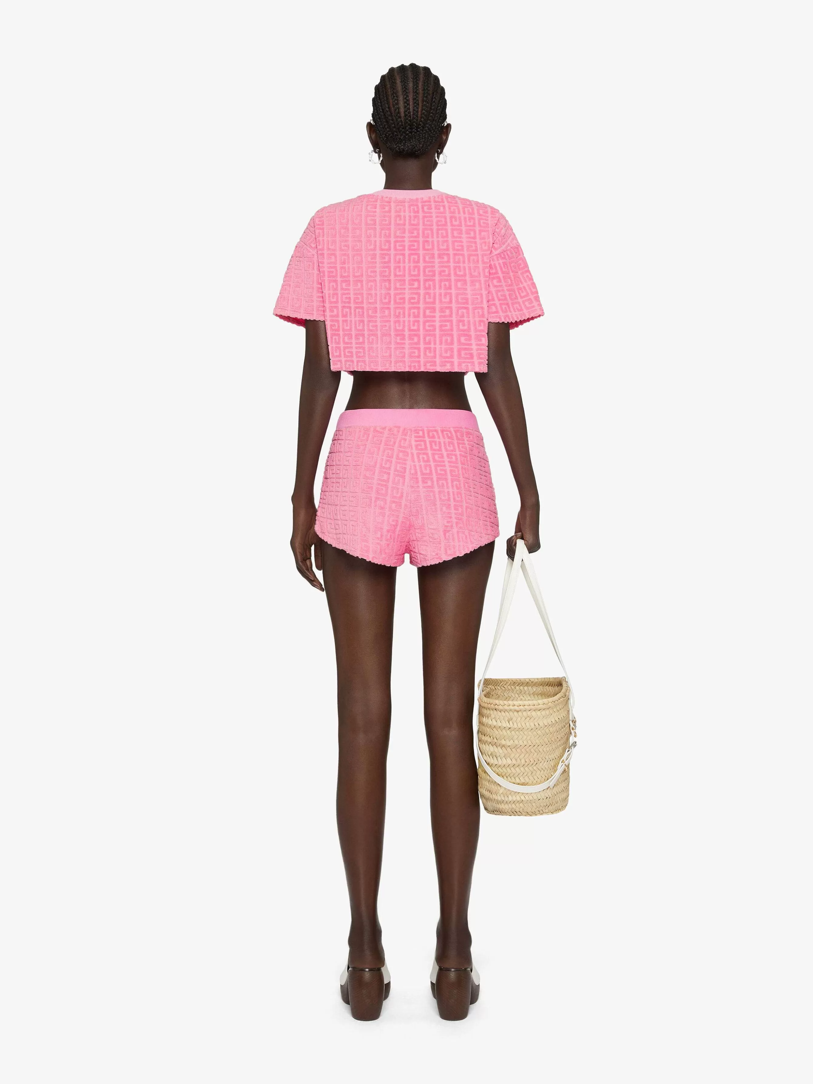 Givenchy Pantalon>Mini Short En Jacquard Eponge De Coton 4G Vieux Rose