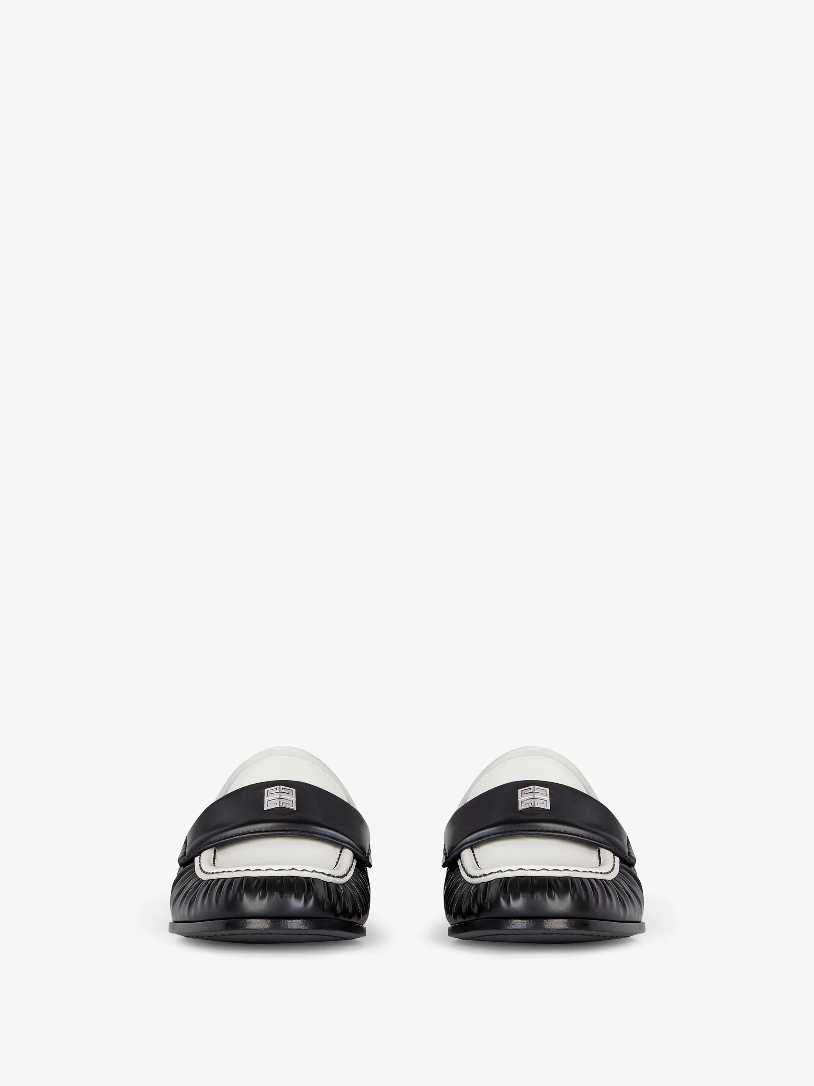 Givenchy Bottes Et Bottines>Mocassins 4G En Cuir Noir Blanc