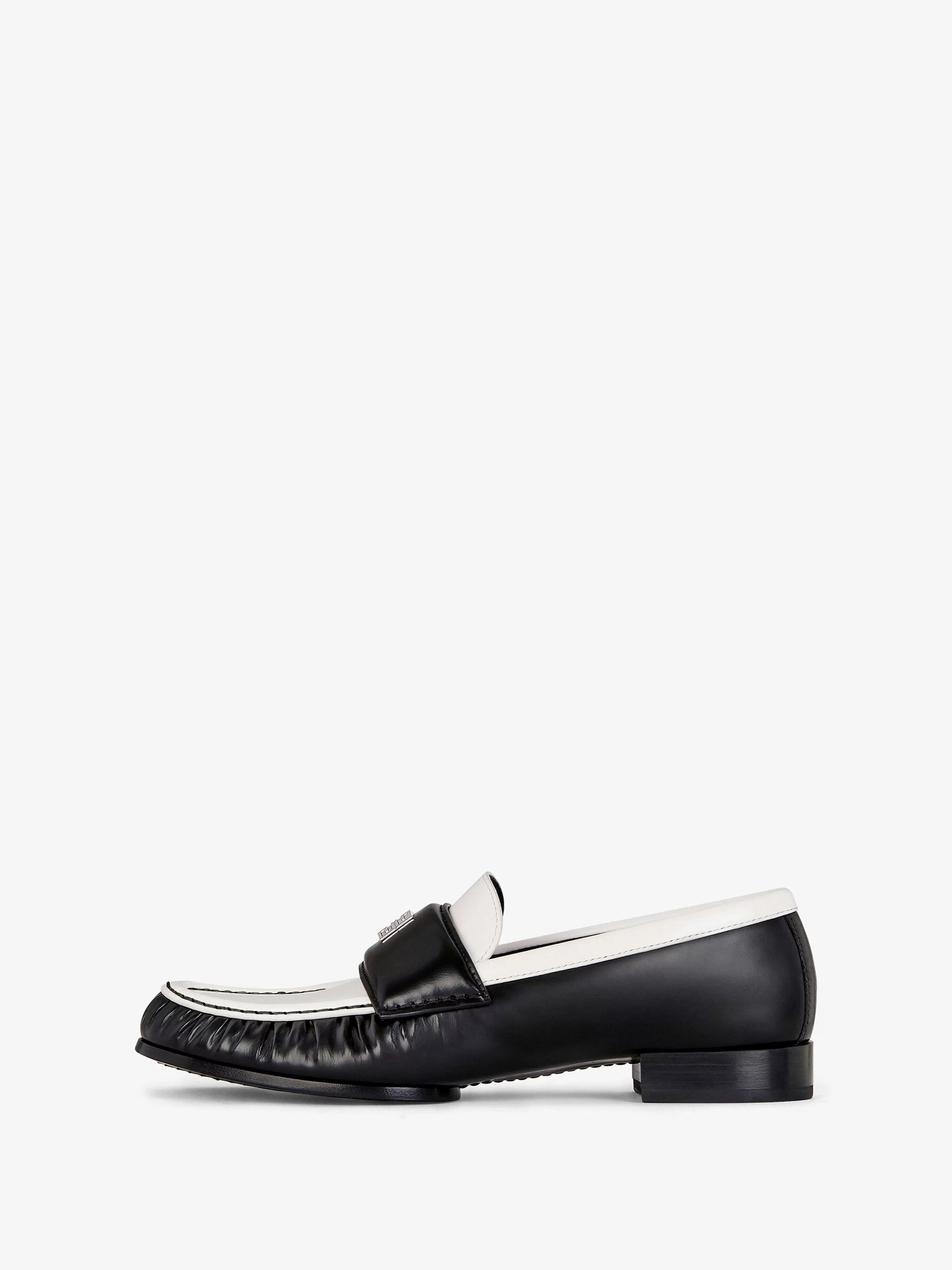 Givenchy Bottes Et Bottines>Mocassins 4G En Cuir Noir Blanc