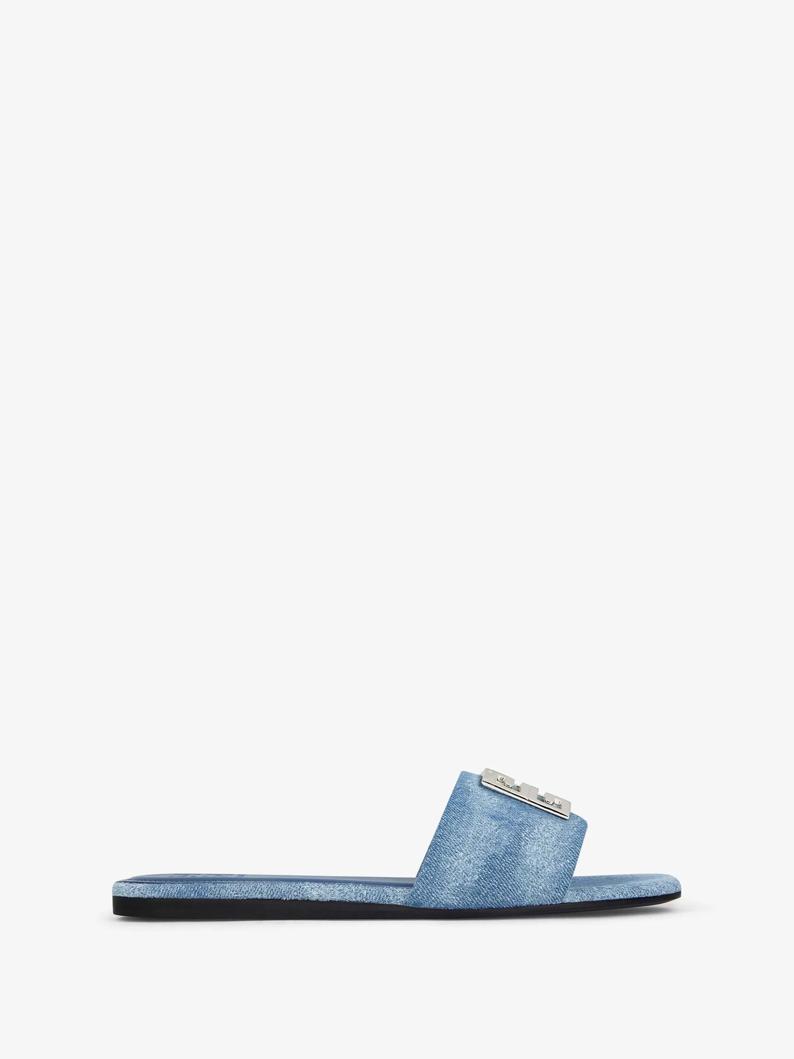 Givenchy Claquettes Et Sandales>Mules 4G En Denim Delave Bleu Moyen