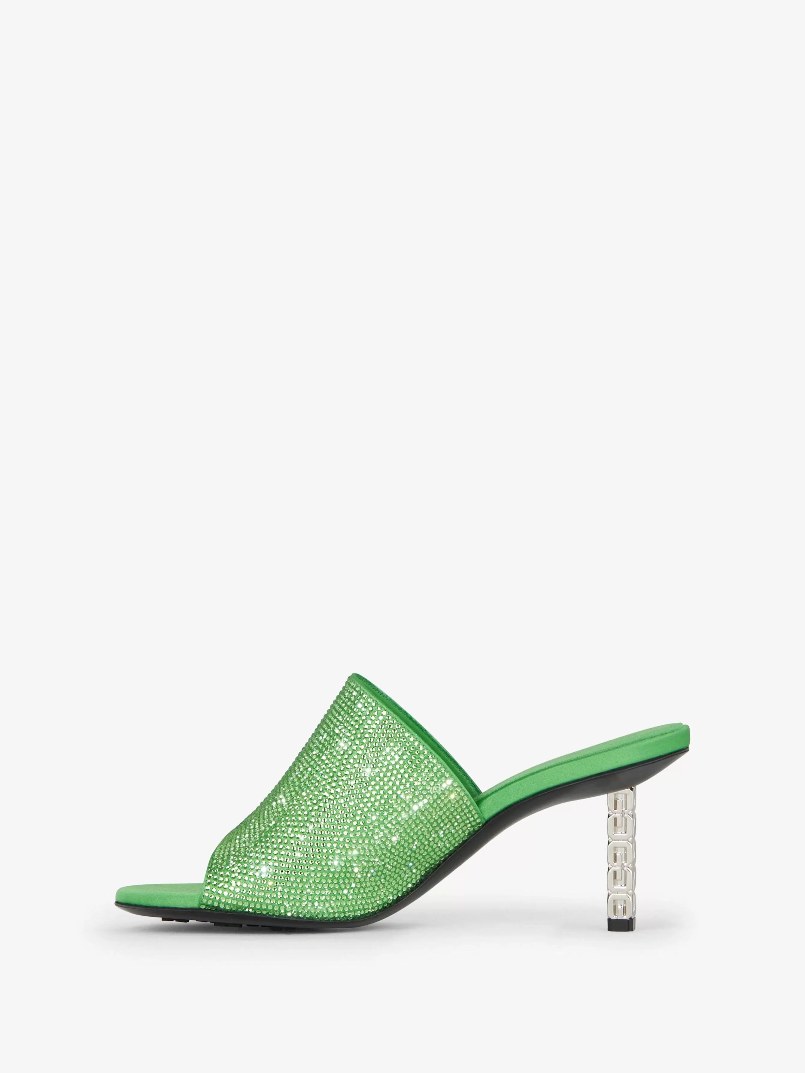 Givenchy Talons>Mules G Cube En Satin Avec Strass Vert Absynthe