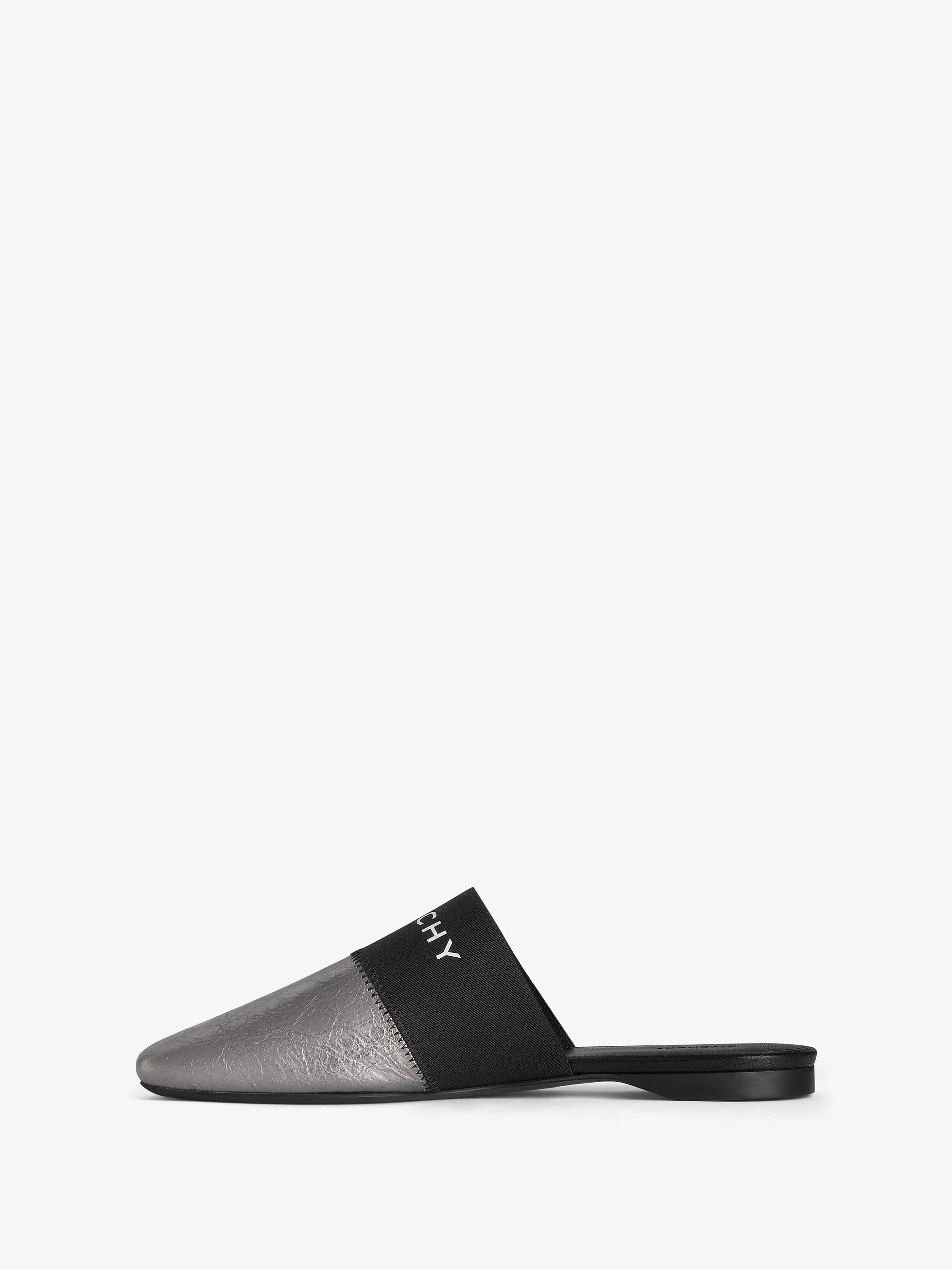 Givenchy Claquettes Et Sandales>Mules Plates Bedford En Cuir Lame Argente