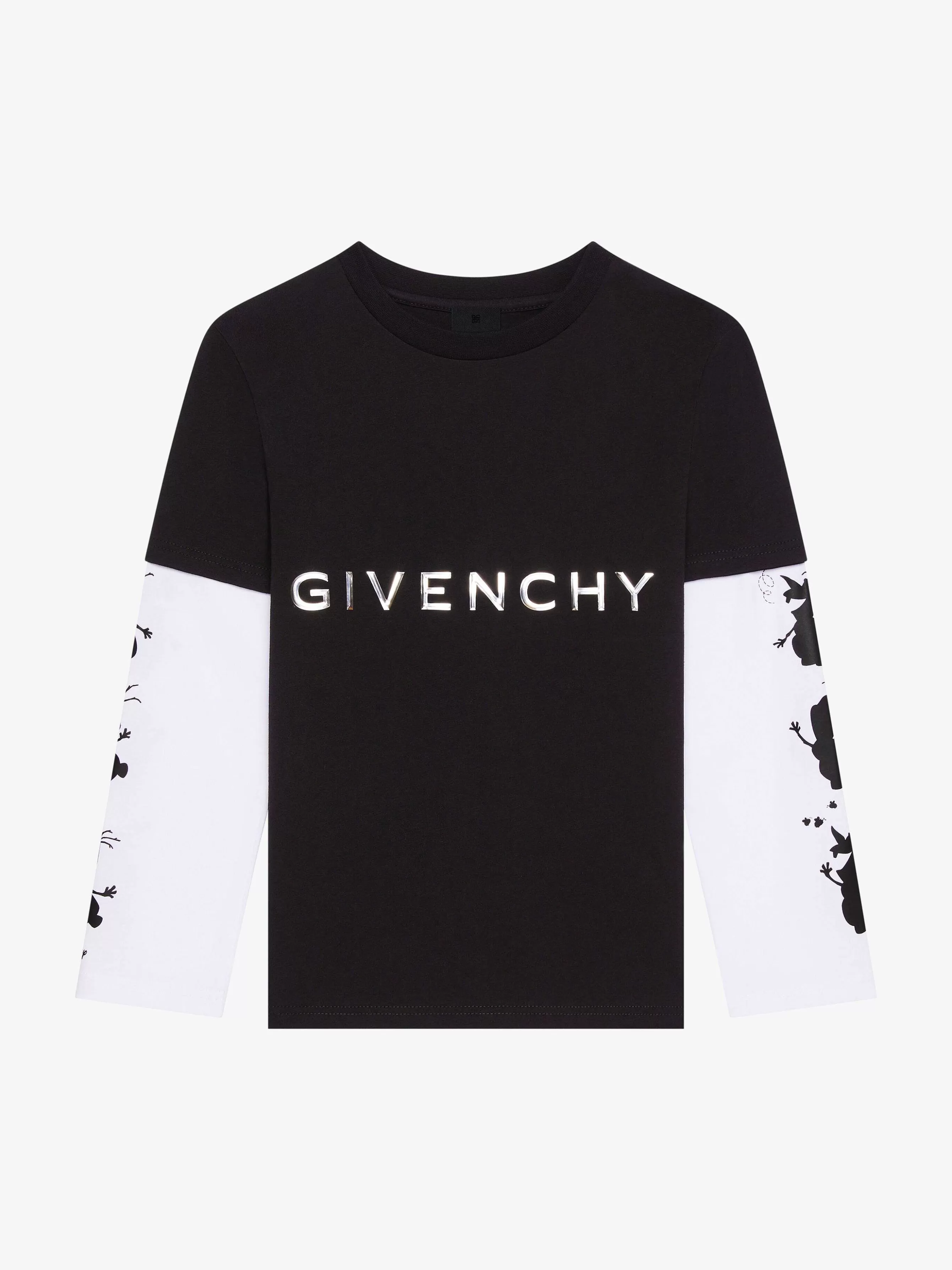 Givenchy Garçon (4 À 12 Ans)>Olaf T-Shirt Superpose En Coton Noir Blanc