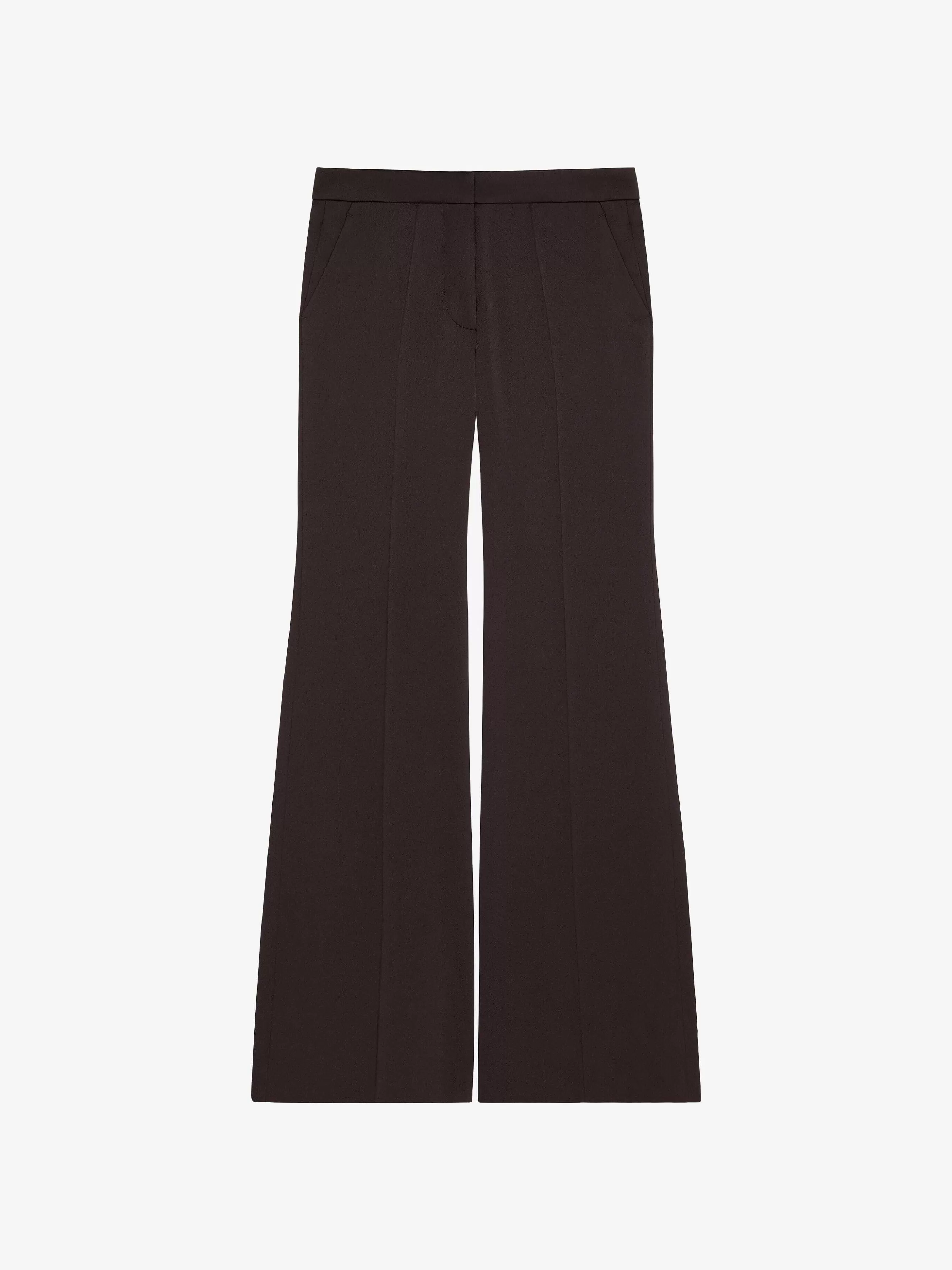 Givenchy Pantalon>Pantalon Ajuste Evase En Crepe Avec Dos En Satin Marron Fonce