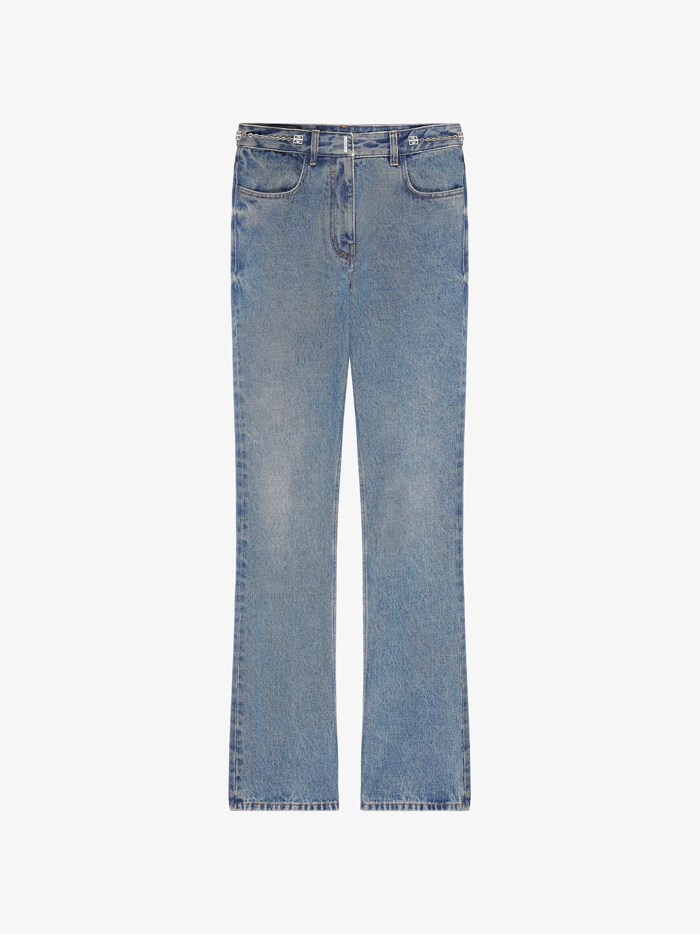 Givenchy Pantalon>Pantalon Bootcut En Denim Avec Details Chaine Bleu Moyen