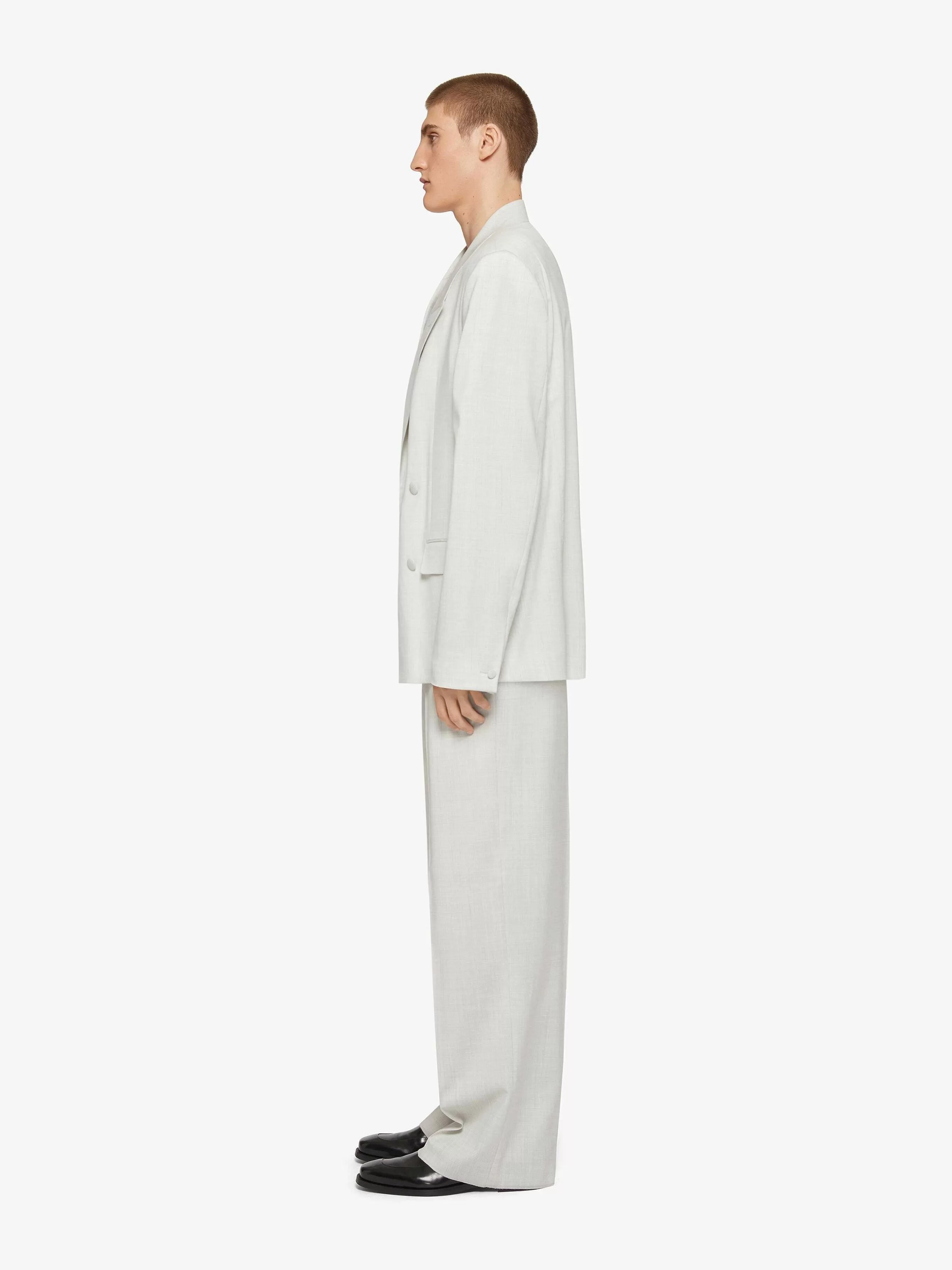 Givenchy Pantalon>Pantalon Extra Large En Laine Craie Blanche